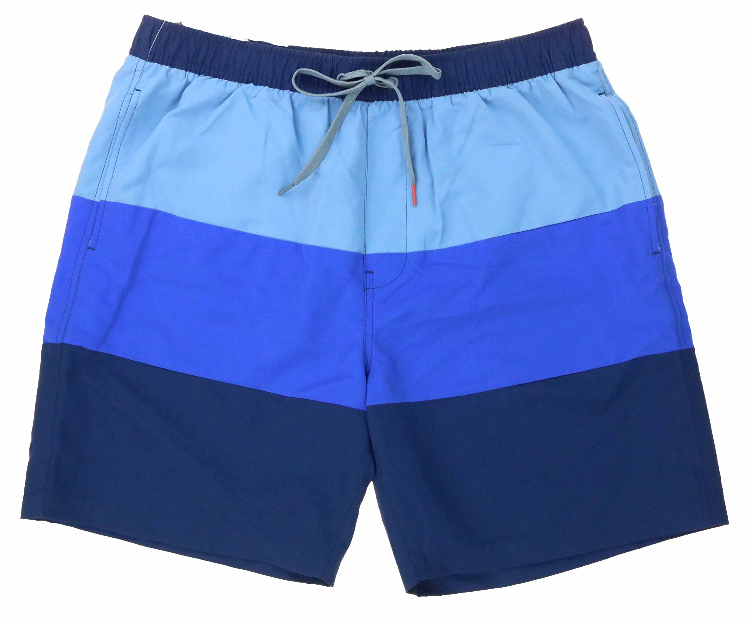Boston TradersMen's UPF 50+ Volley Swim Trunks (Medium, Blue Ombre Stripes)