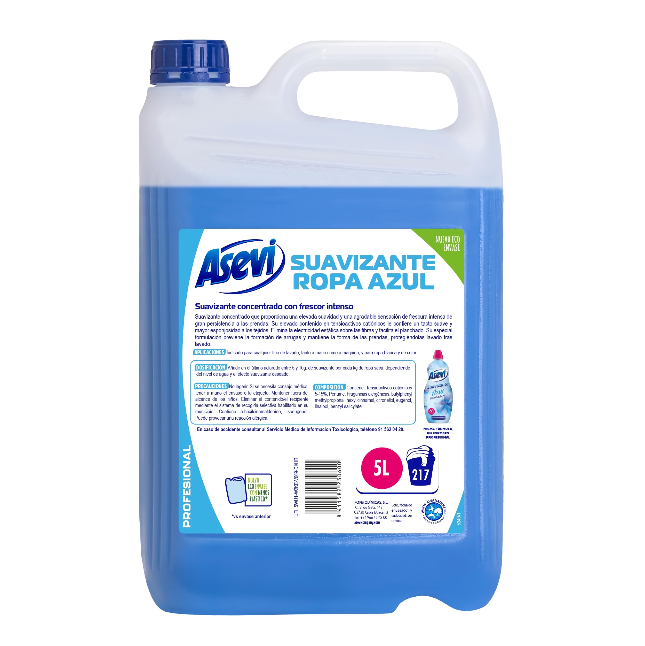 asevi Professional 23060 Weichspüler, 5 l, blau