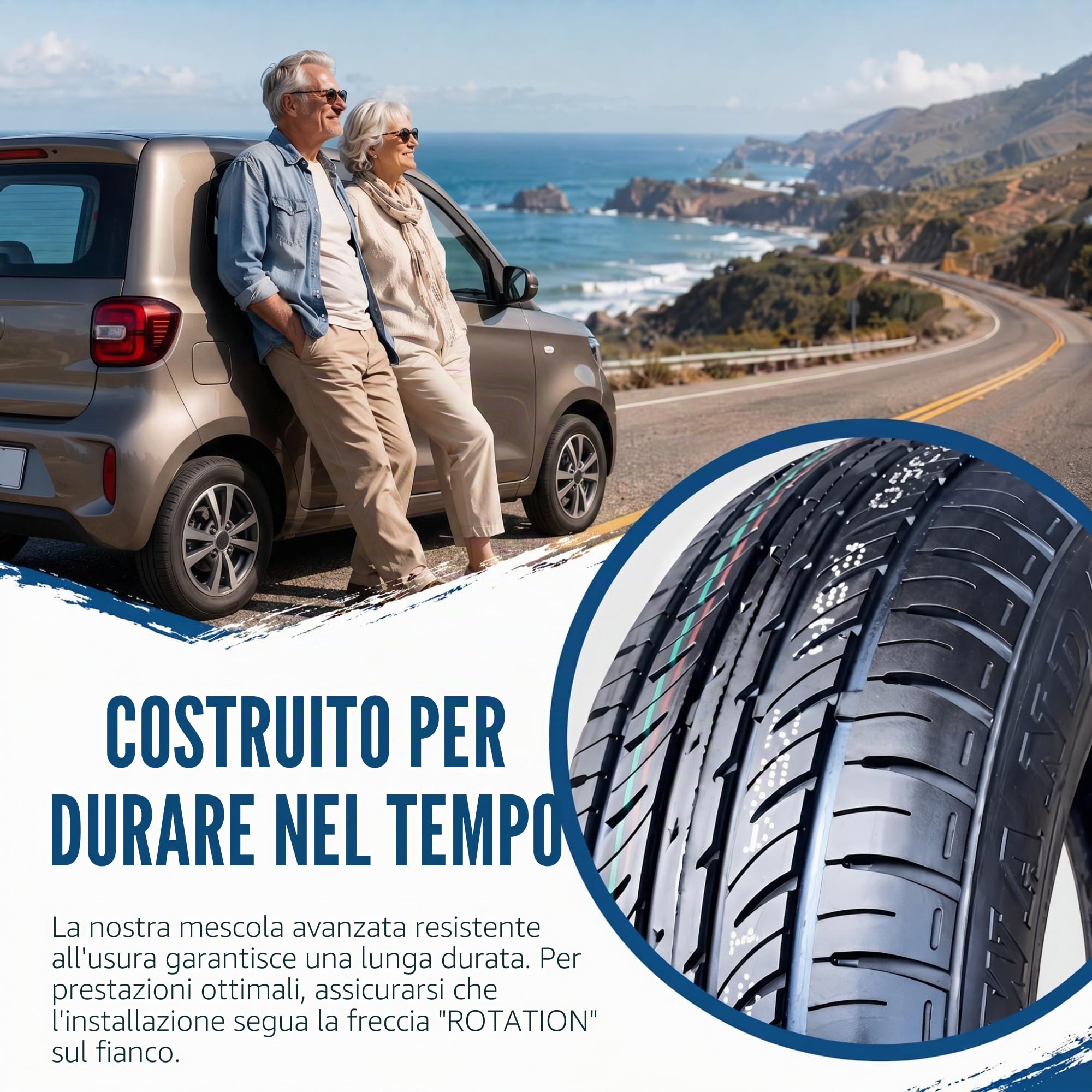 155/50R14 Pneumatico Senza Camera per Auto Compatta e Guida Cittadina da 14 Pollici | 155/50/R14 Sostituzione Tutto Anno con 155 50 14 Fianco Rinforzato 300 kPa Carico Massimo