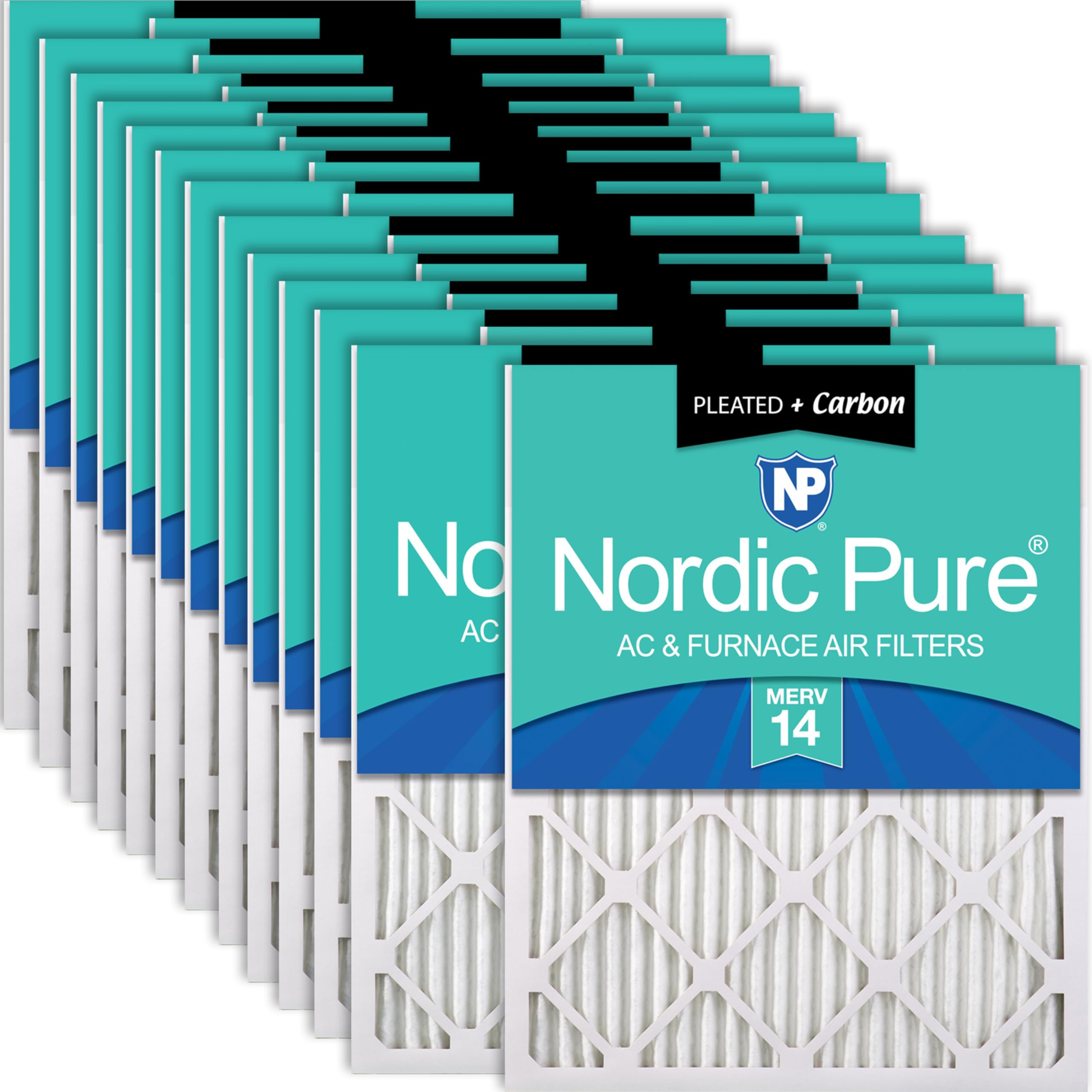 Nordic Pure 10x20x1 Pleated MERV 14 Plus Carbon Air Filters 24 Pack