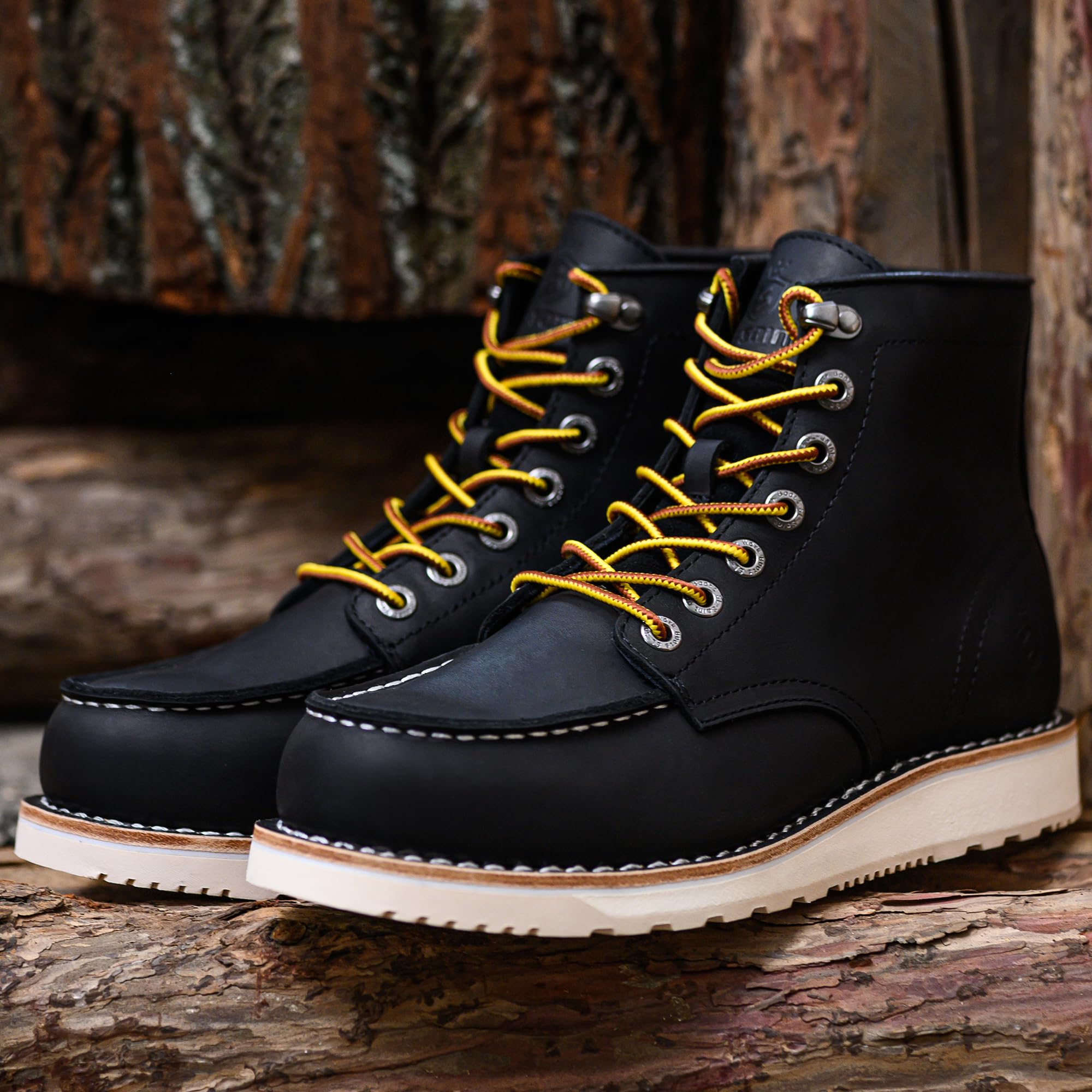 SL-Saint Stivali da lavoro da uomo Soft Moc Toe Classic Casual 6'' con suola con zeppa Scarpe da marroni/Nero