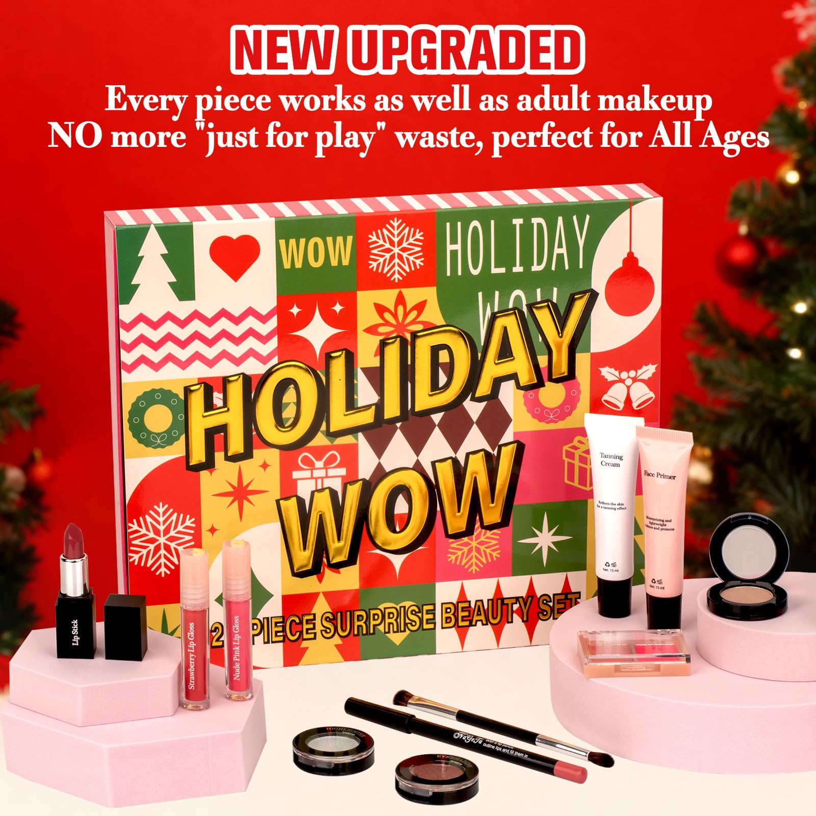 Calendario de Adviento de belleza para niñas y adolescentes, 24 piezas de maquillaje en caja individual, calendario de Adviento de Navidad, sorpresas de belleza, juego de cuenta regresiva