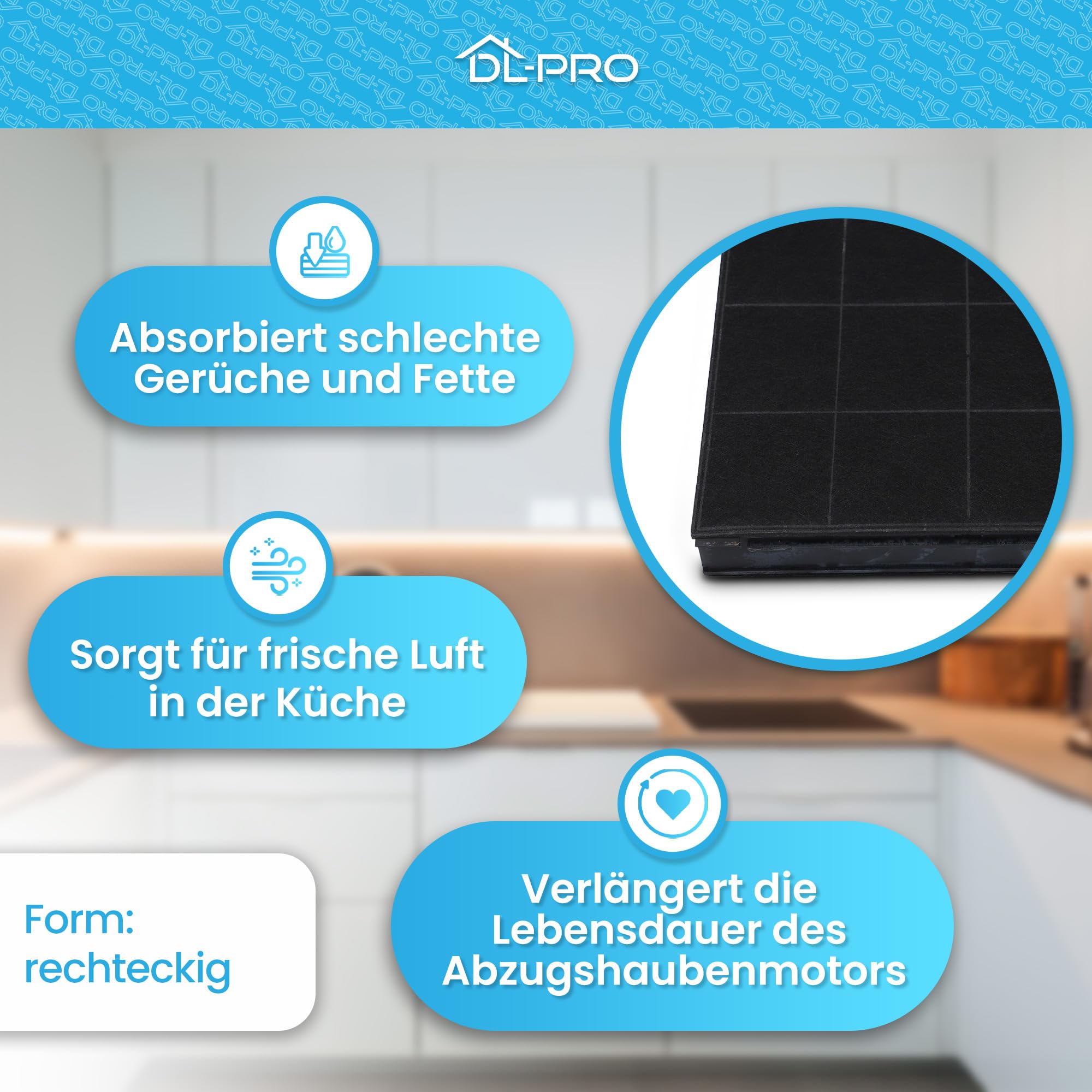 DL-pro Filtr z węglem aktywnym, filtr węglowy do Elica Model 15 Whirlpool 484000008575 AEG 9029793818 filtr węglowy do okapu kuchennego