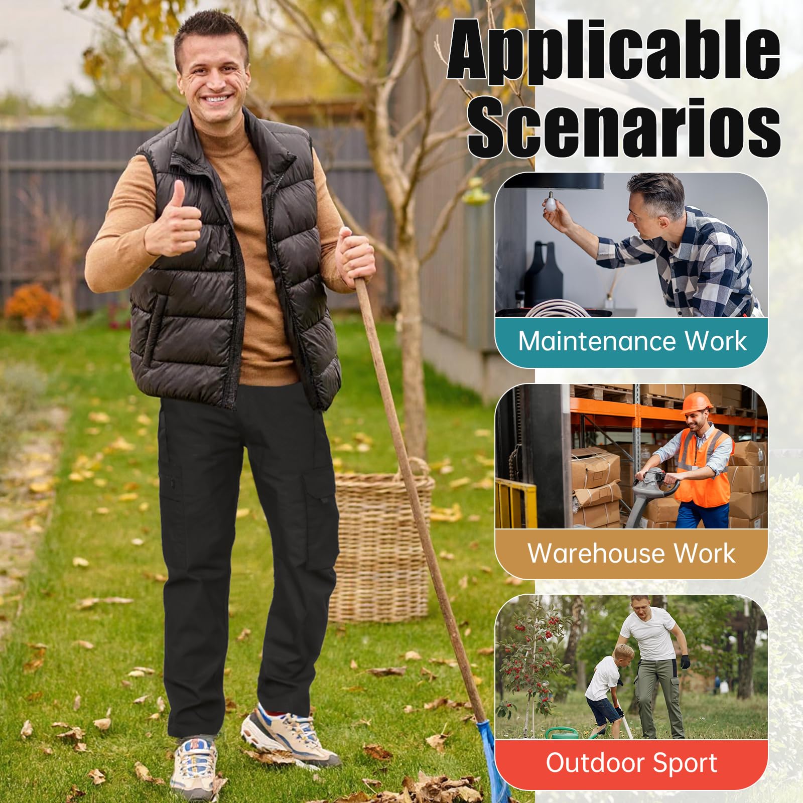 Pantalones de Trabajo para Hombre de Alta Resistencia con Múltiples Bolsillos, Pantalones de Combate Cargo para Senderismo, Acampada Casual Al Aire Libre