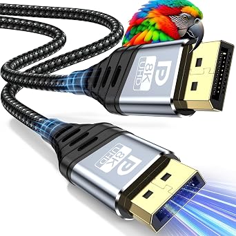 Displayport Cable 1.4 2M - 8K DP Cable 8K @ 60Hz 4K @ 165Hz 2K @ 240Hz/165Hz/144Hz HBR3 32.4Gbps HDR DSC 1.2 HDCP 2.2 G-Sync&FreeSync Displayport Cable for Graphics Card Gaming Monitor