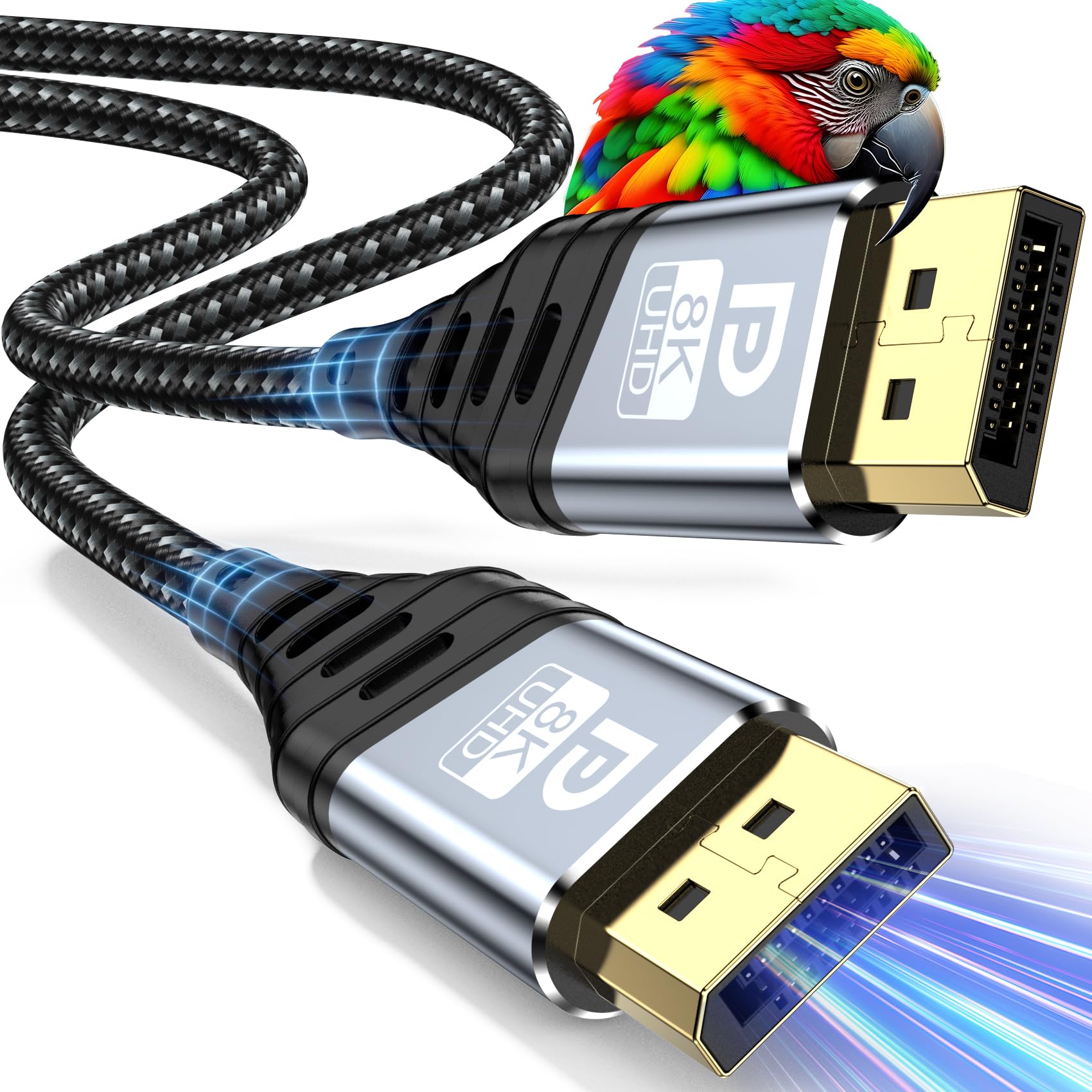 ZEENVIC Displayport Kabel 1.4 5M - 8K DP Kabel 8K@60Hz, 4K@165Hz,2K@240Hz/165Hz/144Hz, HBR3 32.4Gbps, HDR, DSC 1.2, HDCP 2.2, G-Sync&FreeSync, Displayport-Kabel für Grafikkarte, Gaming Monitor
