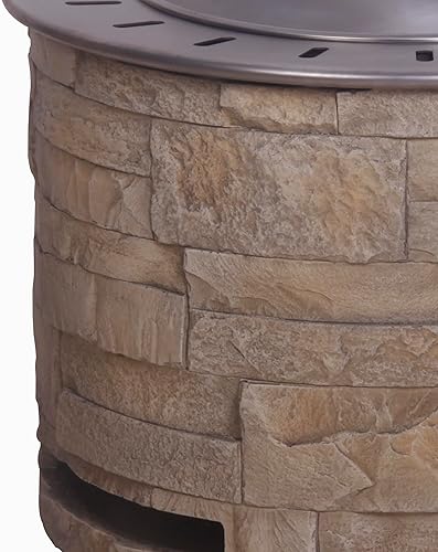 Miniatura 7 de Jaxenor Fogata redonda de leña para exteriores de 20.5 pulgadas con base TerraFab, grandes hogueras sin humo para patio exterior, combustible con