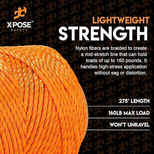 Miniatura 43 de Xpose Safety Cuerda blanca Mason Line – # 18 trenzado de nailon – Línea de construcción duradera de 275 pies para herramientas de mampostería, nivel