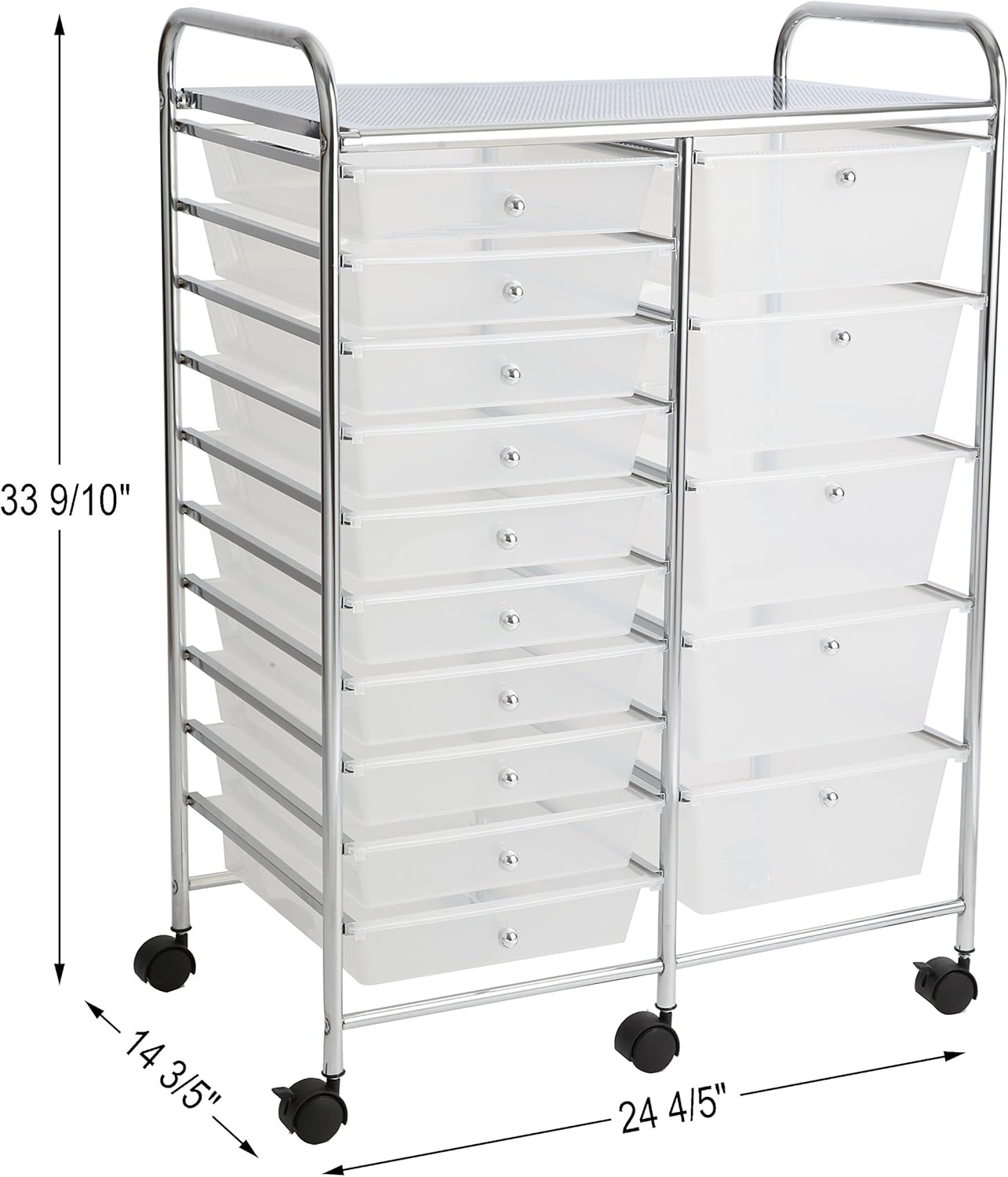 Finnhomy 15 Drawer Rolling Cart Organizer Storage Cart with Drawers Utility Cart for School Office Home Beauty Salon Storage Semi-Transparent White : Office Products