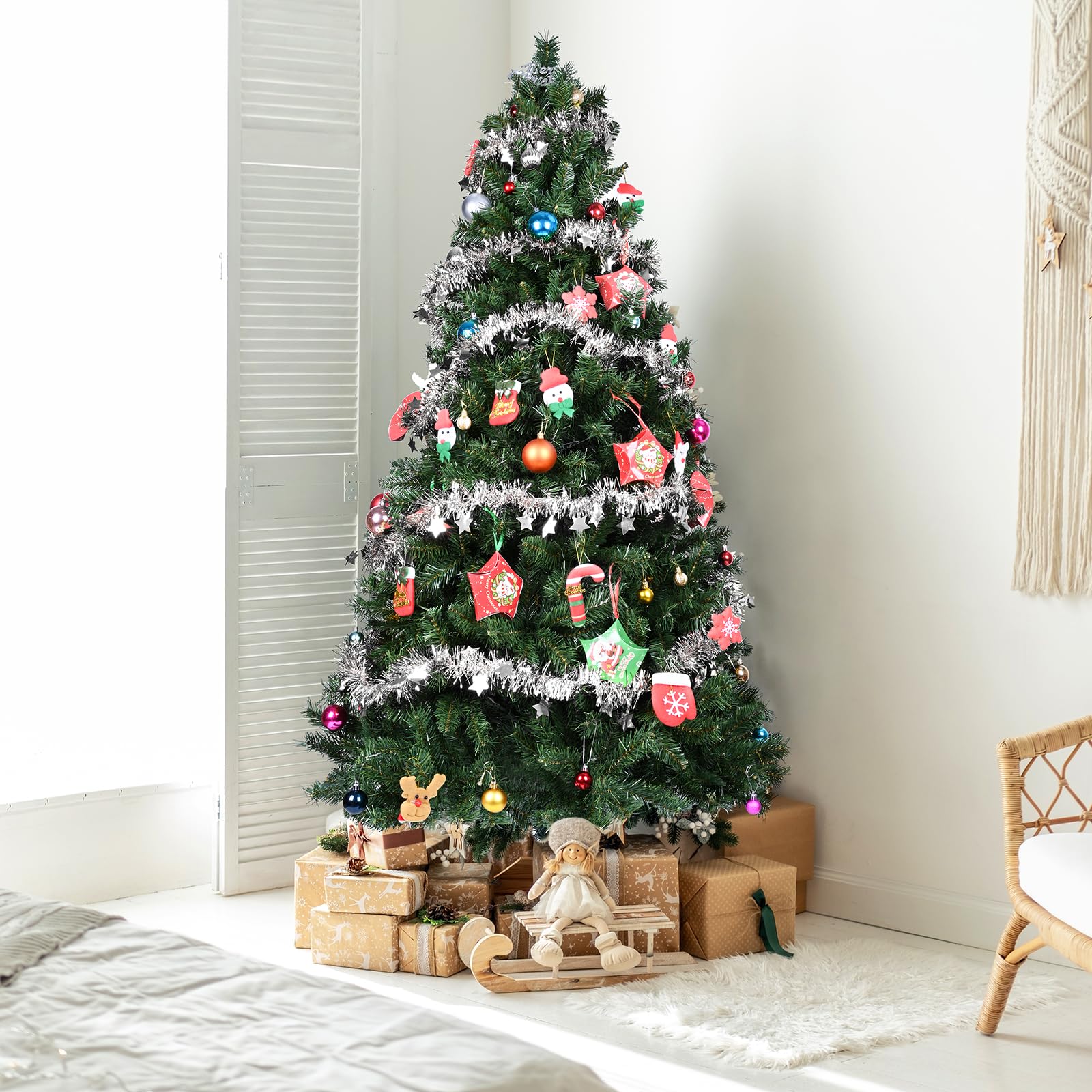 YEAUPE PRO Sapin de Noël Artificiel 180cm en PVC, 800 Branches, Montage 3 Sections, Gain de Place, Pied Métallique Stable (Ø 105 cm)