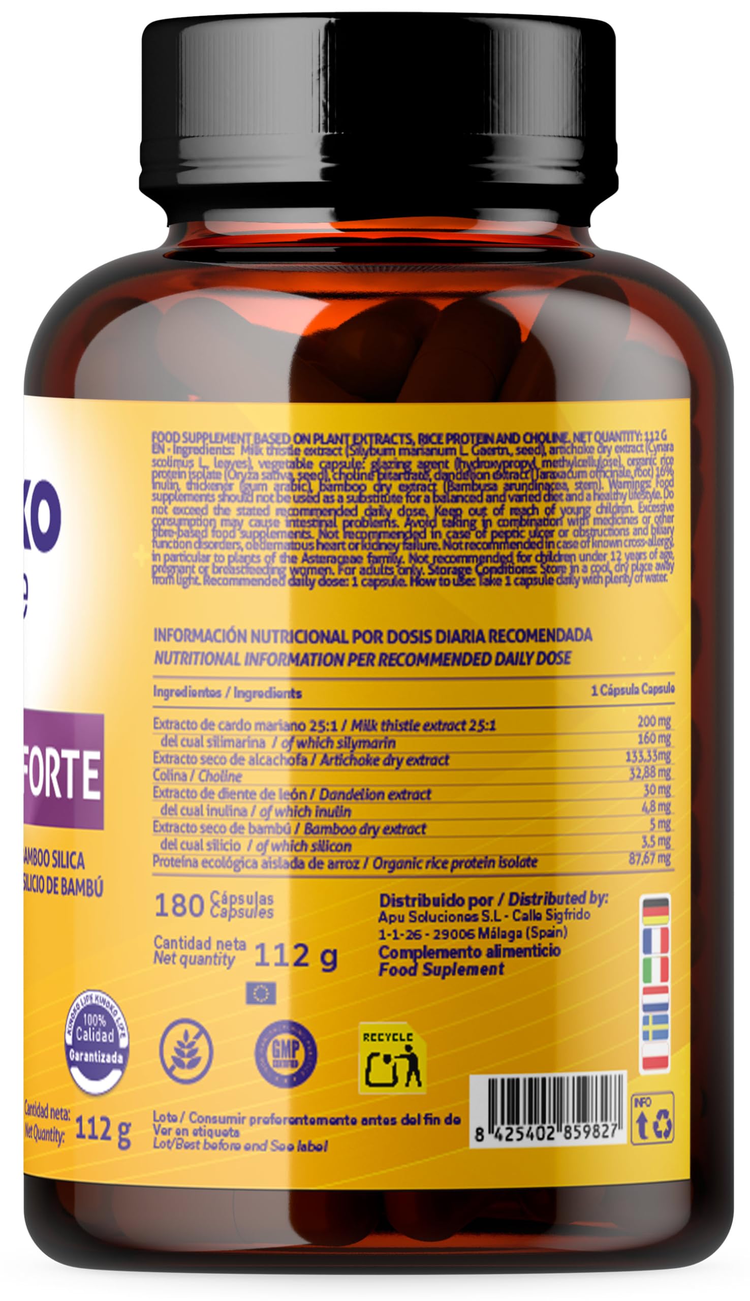 Chardon Marie Extra Fort et Detox Foie, 180 Gélules pour 6 Mois, Extrait 25:1 avec 80% Silymarine, Artichaut, Pissenlit et Choline, Complément Alimentaire Soutien Hépatique et Confort Digestif