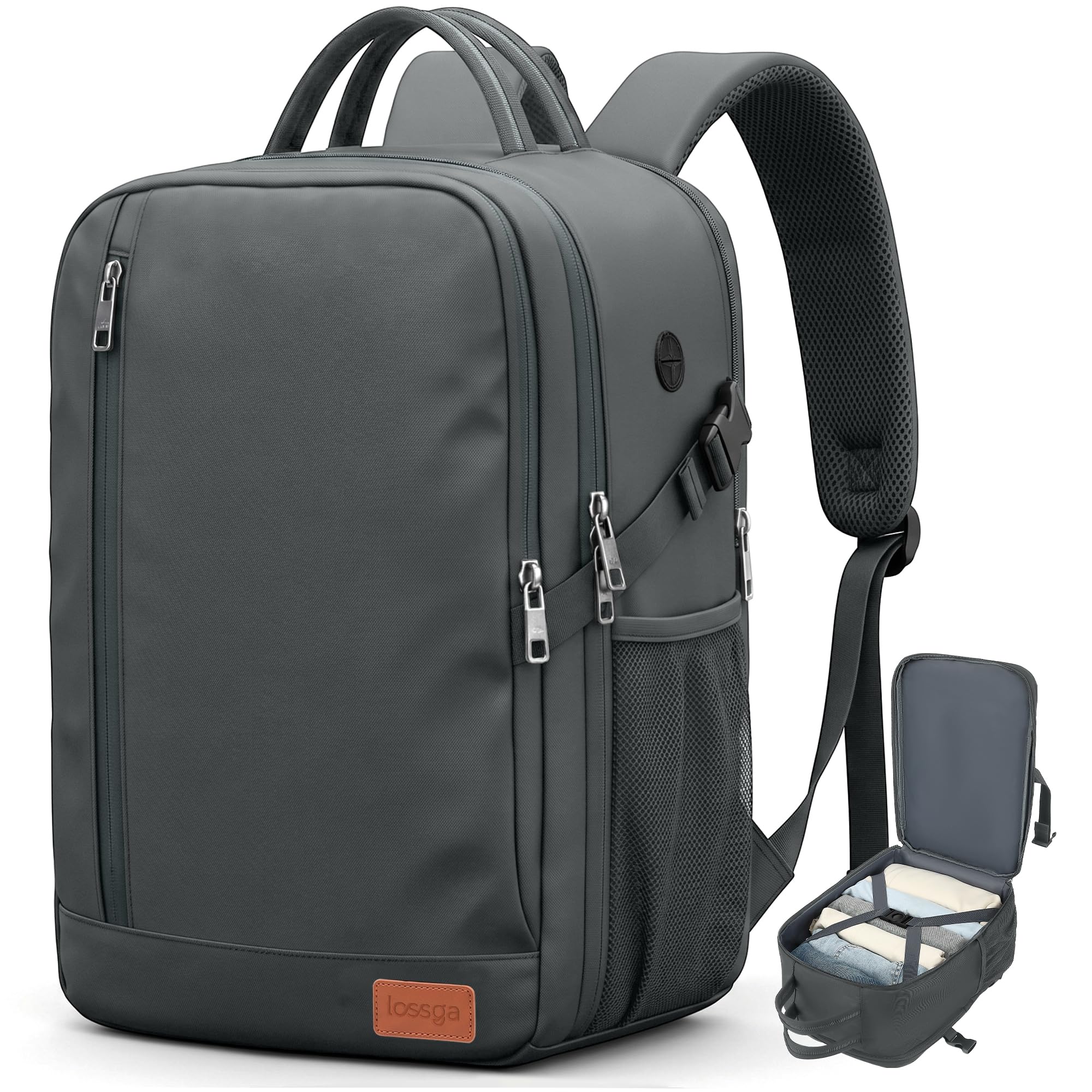 Zaino per Ryanair 40x30x20 Zaino da Viaggio 40x30x15 45x36x20 per Easyjet | Bagaglio a Mano con Cinghie di Compressione Borsa Antifurto Zaini Porta Pc Tasca per Bagnato Resistente All'acqua Leggero