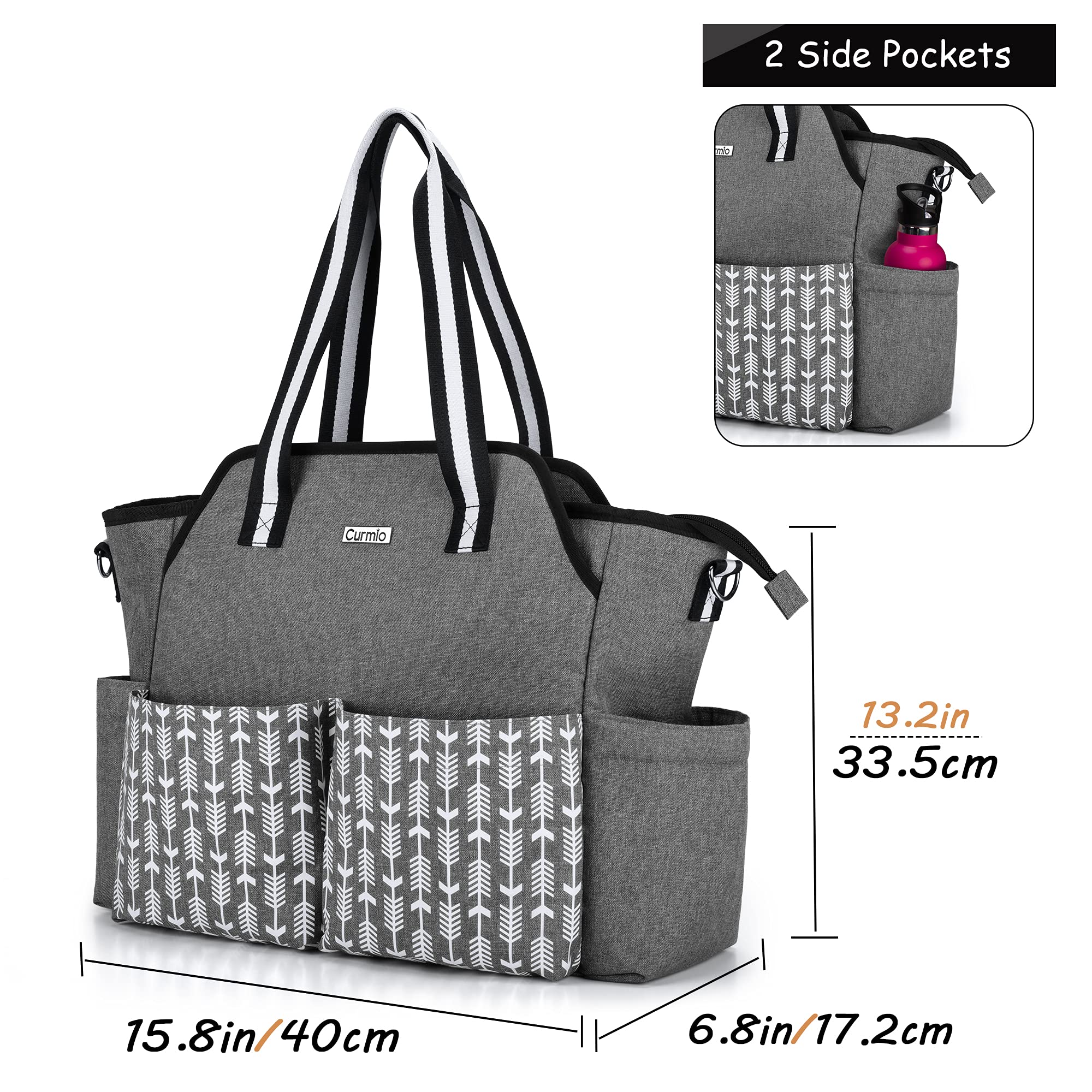 CURMIO Borsa per infermiere, borsa portatile per forniture mediche con tracolla per visite a domicilio, studio clinico, assistenza sanitaria, solo borsa, Grigio