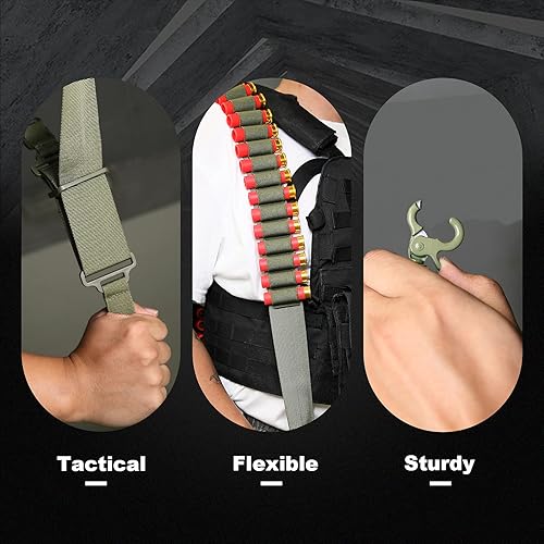 Miniatura 7 de Escopeta de 15 agujeros, cabestrillo de dos puntos, calibre 1220, bandolier, ajustable, elástico, nailon, accesorio QD