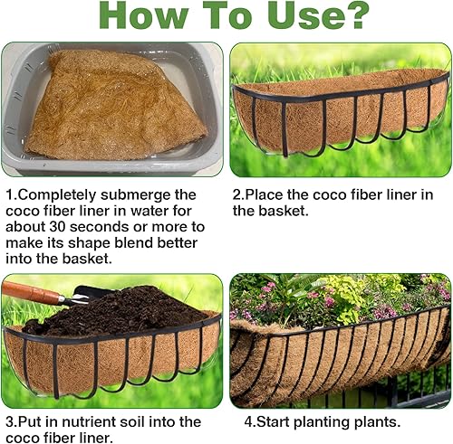 Miniatura 7 de ANPHSIN Revestimientos de coco de 36 pulgadas para jardinera de ventana, paquete de 3 revestimientos de fibra de coco 100% natural de repuesto para
