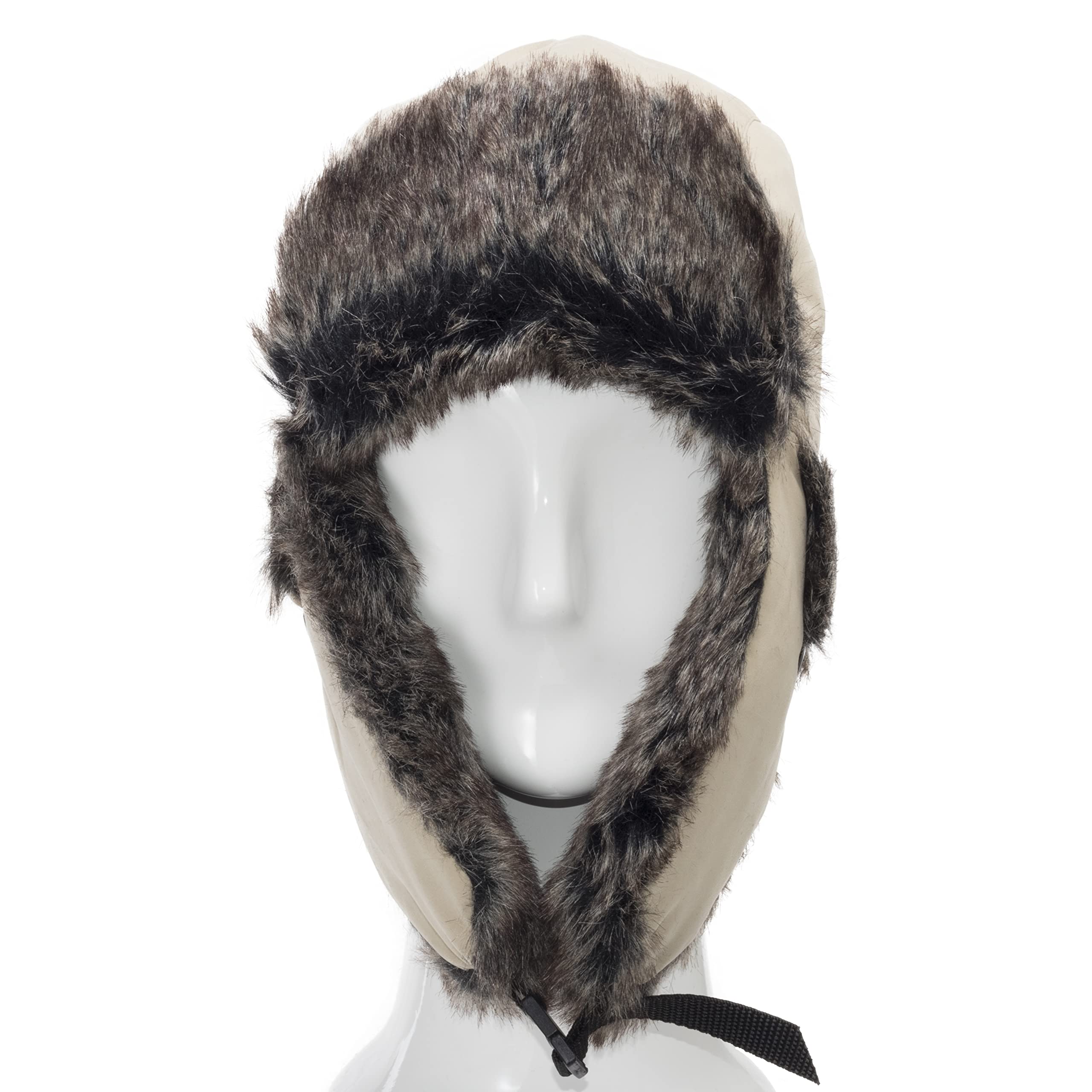 ULTRAFINO Alpine Ushanka Trooper Aviator Pilot Ski Cap Trapper Hat Beige 7 3/8