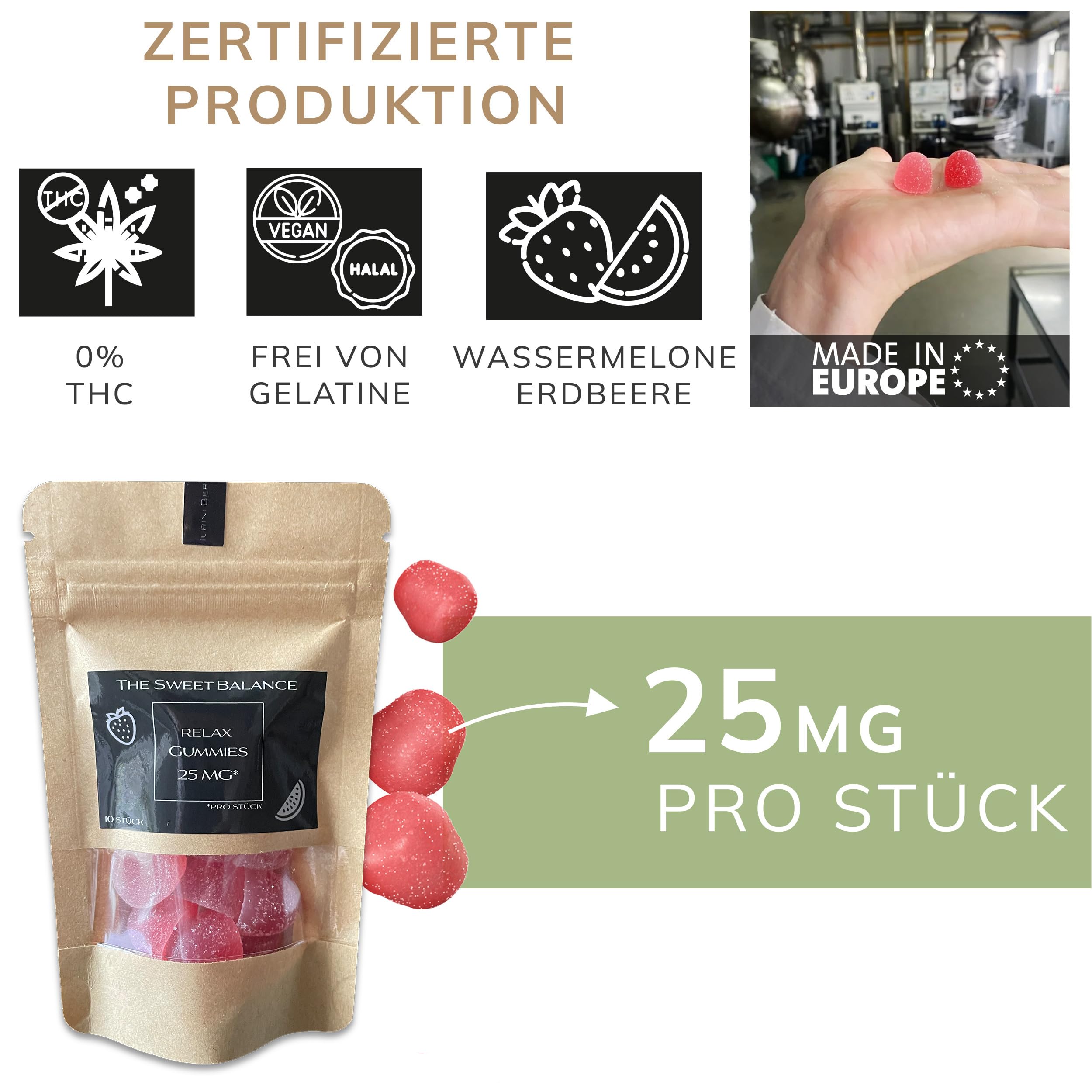 NEU/RELAX GUMMIES 25mg - vegane Fruchtgummis TRAVEL EDITION für Erwachsene, natürliche Nahrungsergänzung zur Reiseberuhigung - 5 Packung mit je 10 Stück, Erdbeere/Wassermelone (5-Pack)