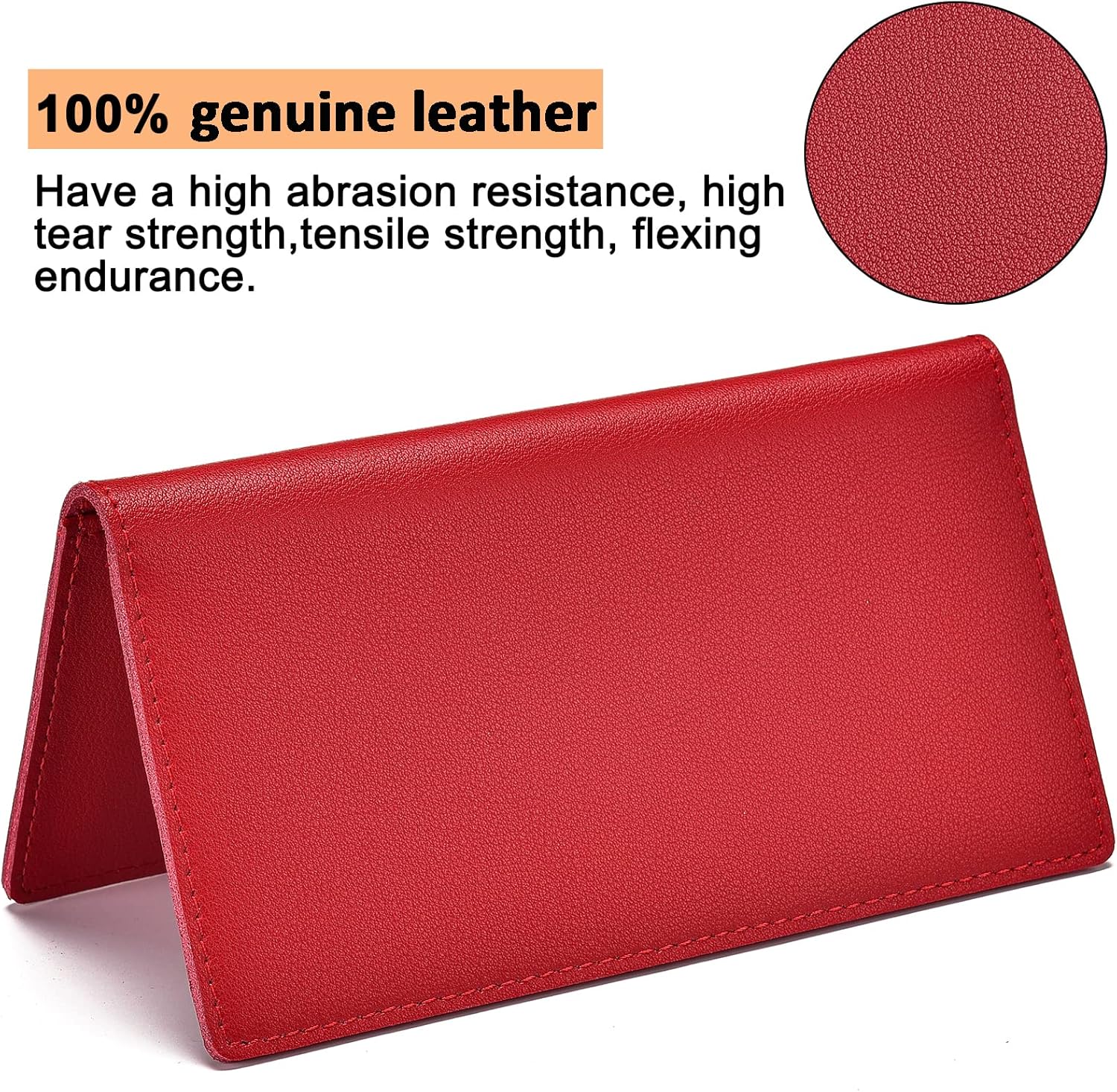 Hoffi Checkbook Covers for Personal Duplicate Checks, Genuine Leather Checkbooks Register Cover Holder Wallets for Women & Men (Red) - Image 5