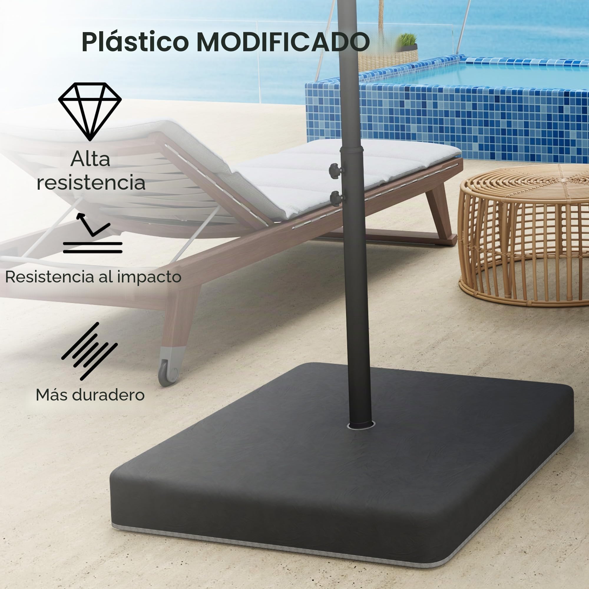 Outsunny Juego de 4 Pesas 80 kg para Base de Sombrilla de Voladizo Negro