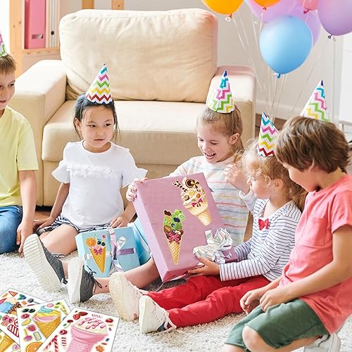 Miniatura 5 de 24 hojas de 8.3 x 5.9 pulgadas, haz tus propias calcomanías de helado para niños pequeños, recuerdos de fiesta, haz una cara para niños, suministros