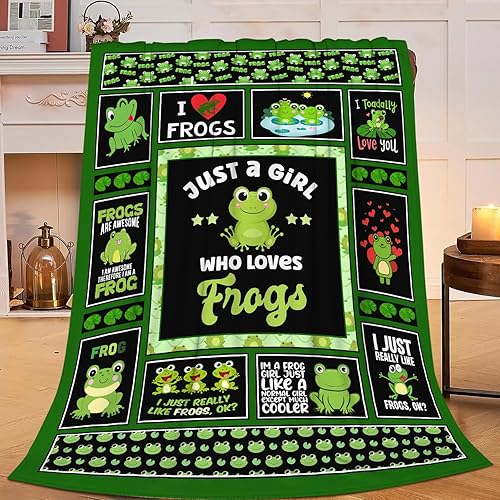 Just a Girl Who Loves Frogs Blanket Gifts for Girls Women Cute Frog Fleece Blank