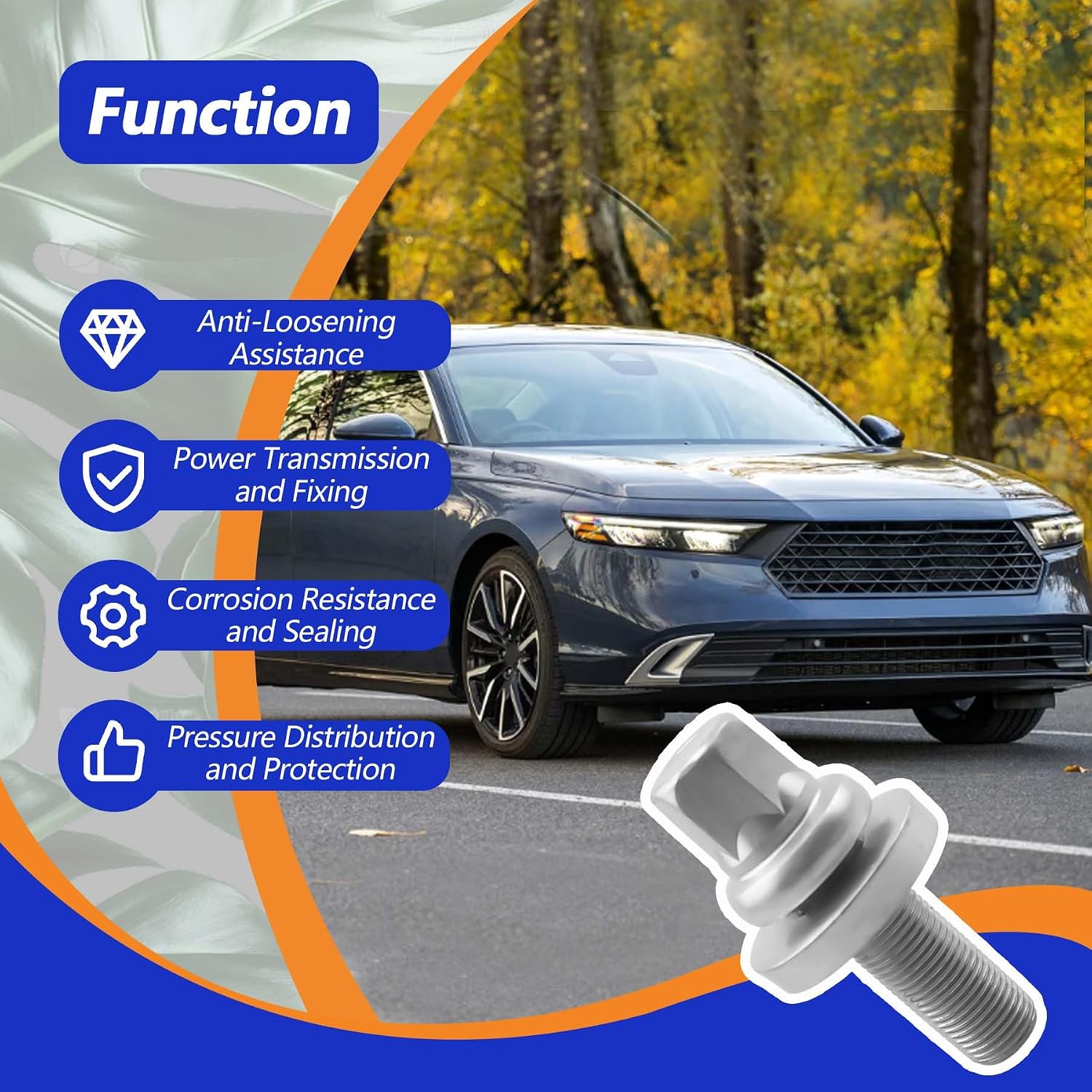 90017-PCX-013 Pulley Bolt and Washer Fit for Fit for Honda Accord 2003-2024 for CRV CR-V 2002-2024 for Civic 2002-2023 for Acura K Series K20 K24 Parts Replace 90017-RNA-A01