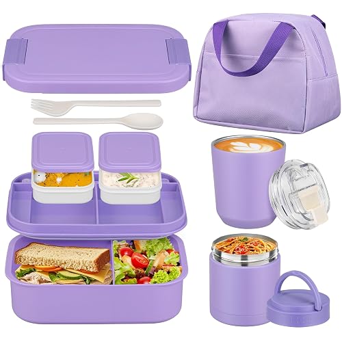 HWONMTE Large Bento Lunch Box Set with Soup Thermo Coffee Tumblers
