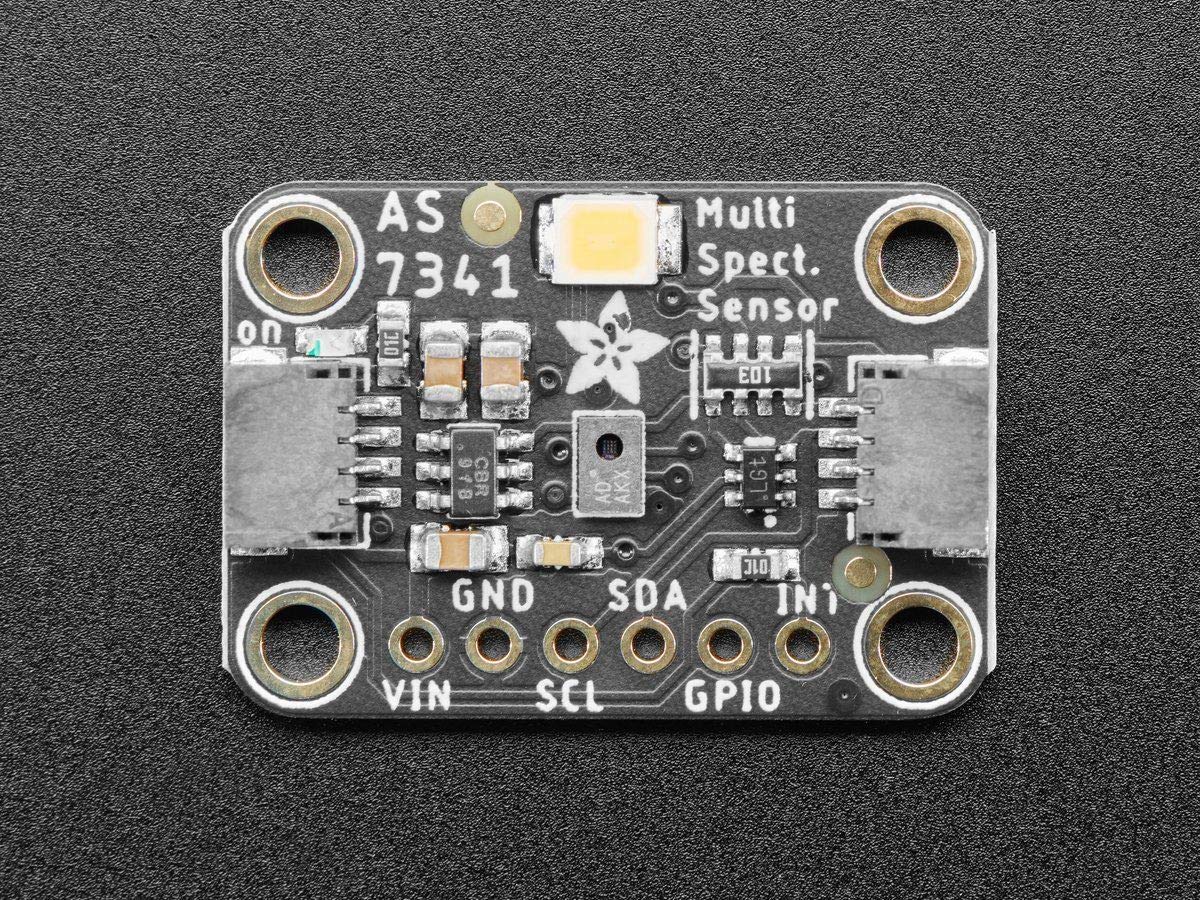 Adafruit AS7341 Capteur de lumière/couleur multi-spectromètre à 10 canaux, 16 capteurs de longueur d'onde, blanc et proche infrarouge, compatible avec Arduino, Raspberry Pi