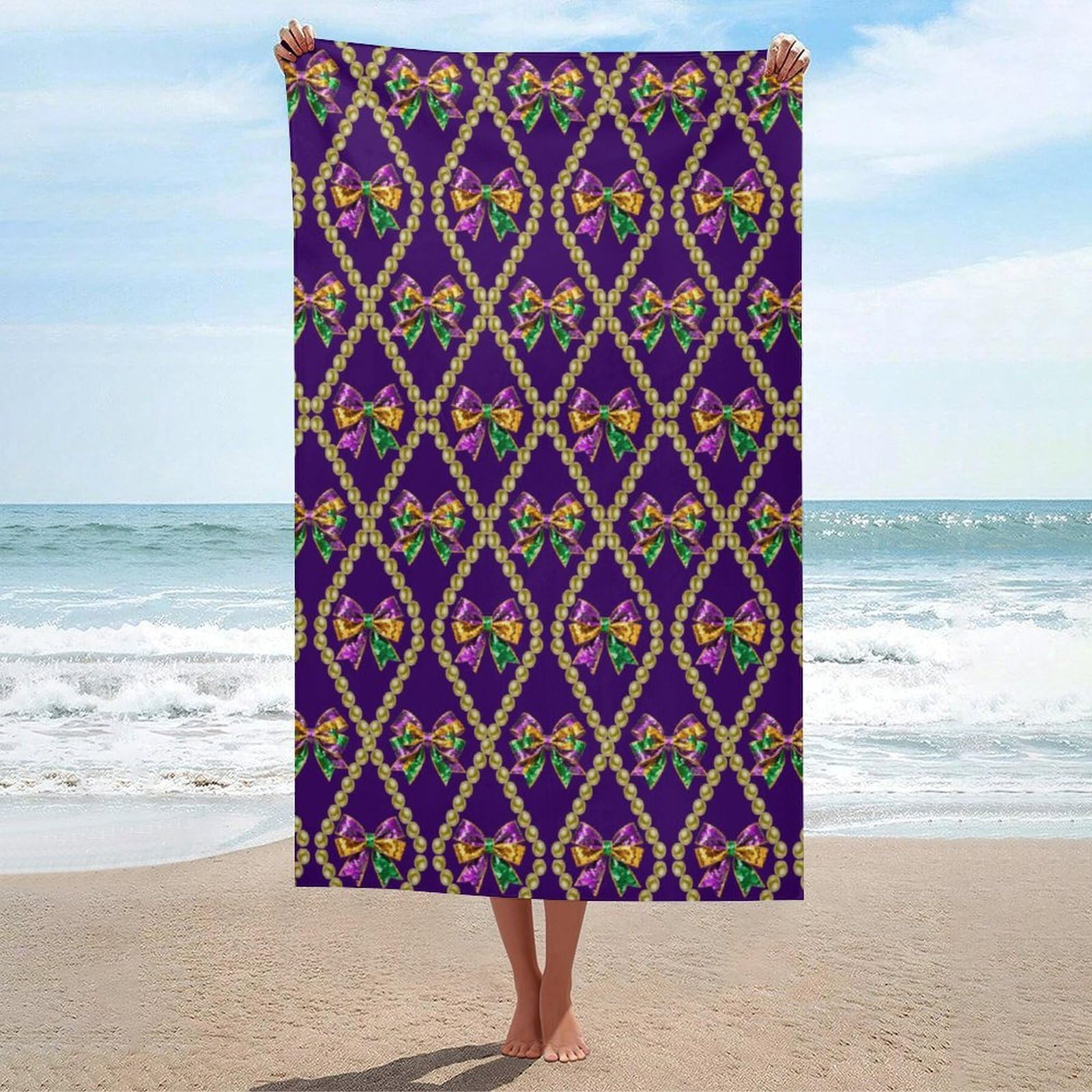 Anceky Beach Towel Quick-Dry Bow Bath Towels Beach Towel Large Absorbent Bath Towel for Home Gym Travel 31 X 51 in