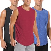 Amussiar Mens 3 Pack Workout Tank Tops Mesh Gym Sleeveless Dry Fit Bodybuilding Shirts Fitness Athletic Muscle Tee