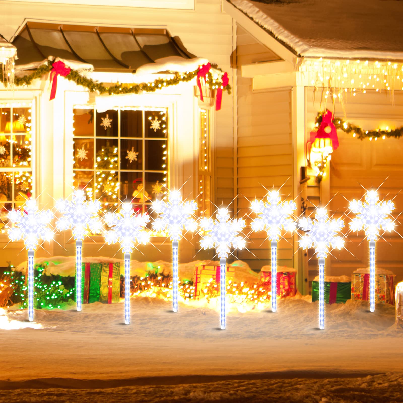 Amazon.com: TWINGLEHOME Set of 4 Pre-lit Xmas Snowflake Decoration