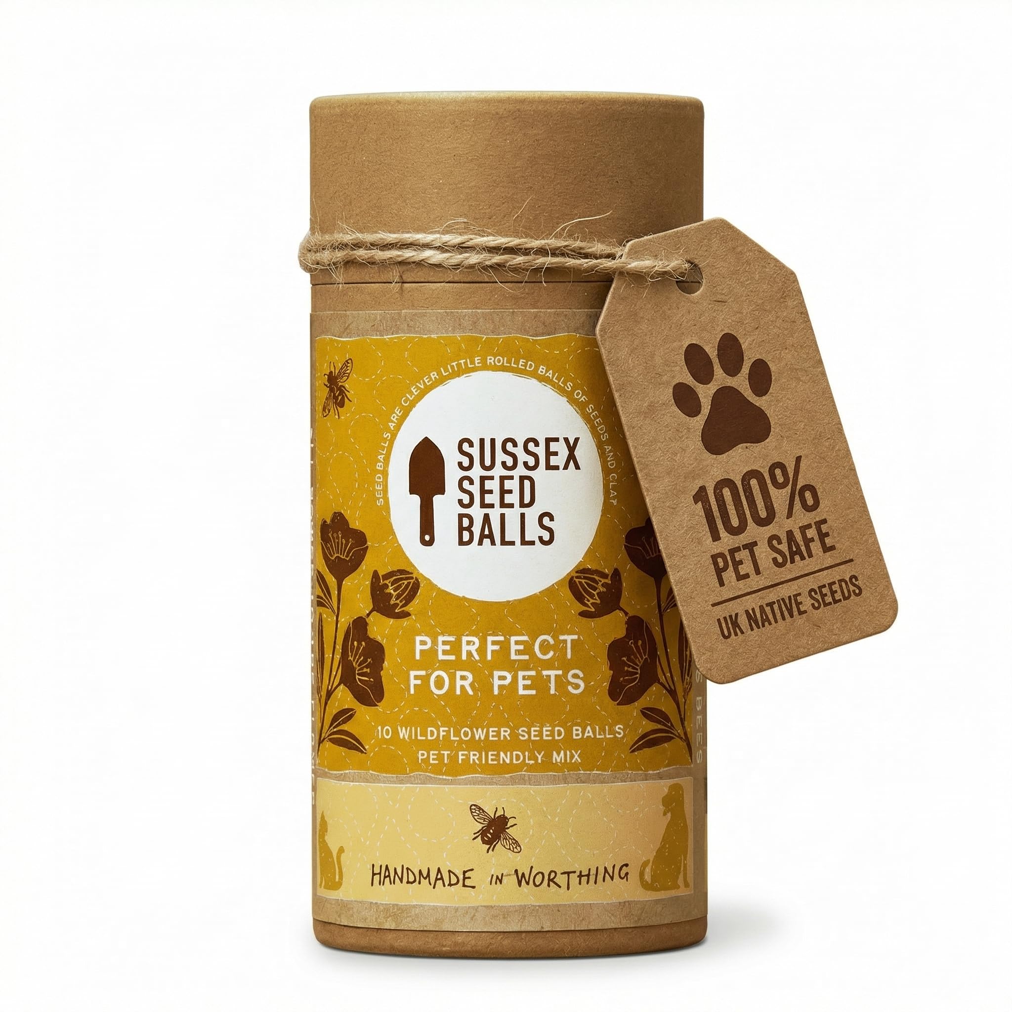 Sussex Seed Balls Pet Safe Wildflower Seed Bombs - 10 Pack Gift Tube | Creates a Bee-Friendly Meadow 100% Safe for Dogs, Cats & Horses | Easy Scatter & Grow UK Native Flowers (1)
