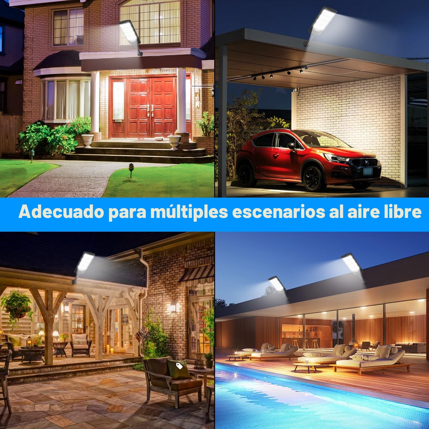 Farolas Solares Exterior, 600W Potente Focos LED Solar con Mando a Distancia, Sensor de Movimiento, IP66 Impermeable 6500K Luz Solar Exterior Lampara Solar Jardín para Garage Patio (2 Pack)