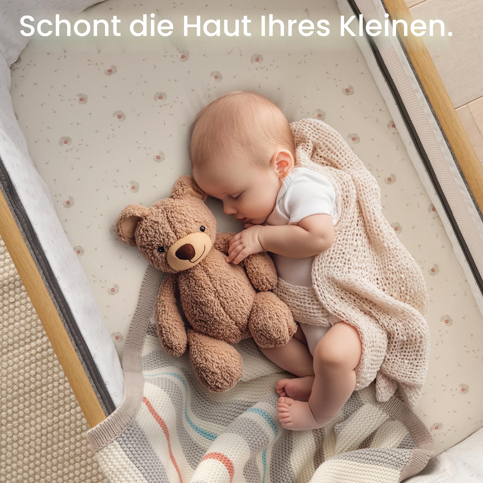 Tutti Bambini Spannbettlaken Beistellbett (2er-Pack) - Atmungsaktiver Bambus-Jersey - Spannbetttuch Weich & doppelt Elastisch Verstärkt - Baby Bettlaken für Matratzen 53×80 bis 60×90 cm (Cocoon)