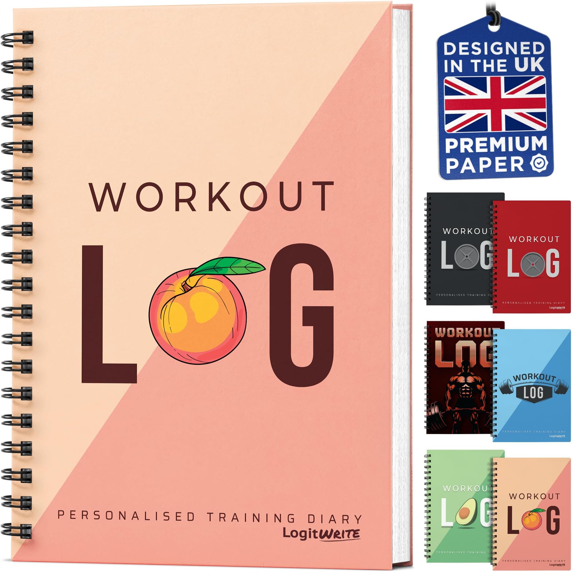 Workout Planner for Daily Fitness Tracking & Goals Setting - A5 Size, 6โ x 8โ, Peachy Pink - Improved Thicker Cover - Men & Women Personal Home & Gym Training Diary - Log Book - by Workout Log Gym