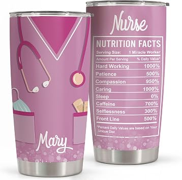 Personalized Nurse Tumbler, Custom Name Appreciation Nurse Gifts, Stainless Steel Double Wall Vacuum Insulated Tumblers, Coffee Travel Mug Birthday Christmas Cups Nurse Week 20oz style 6