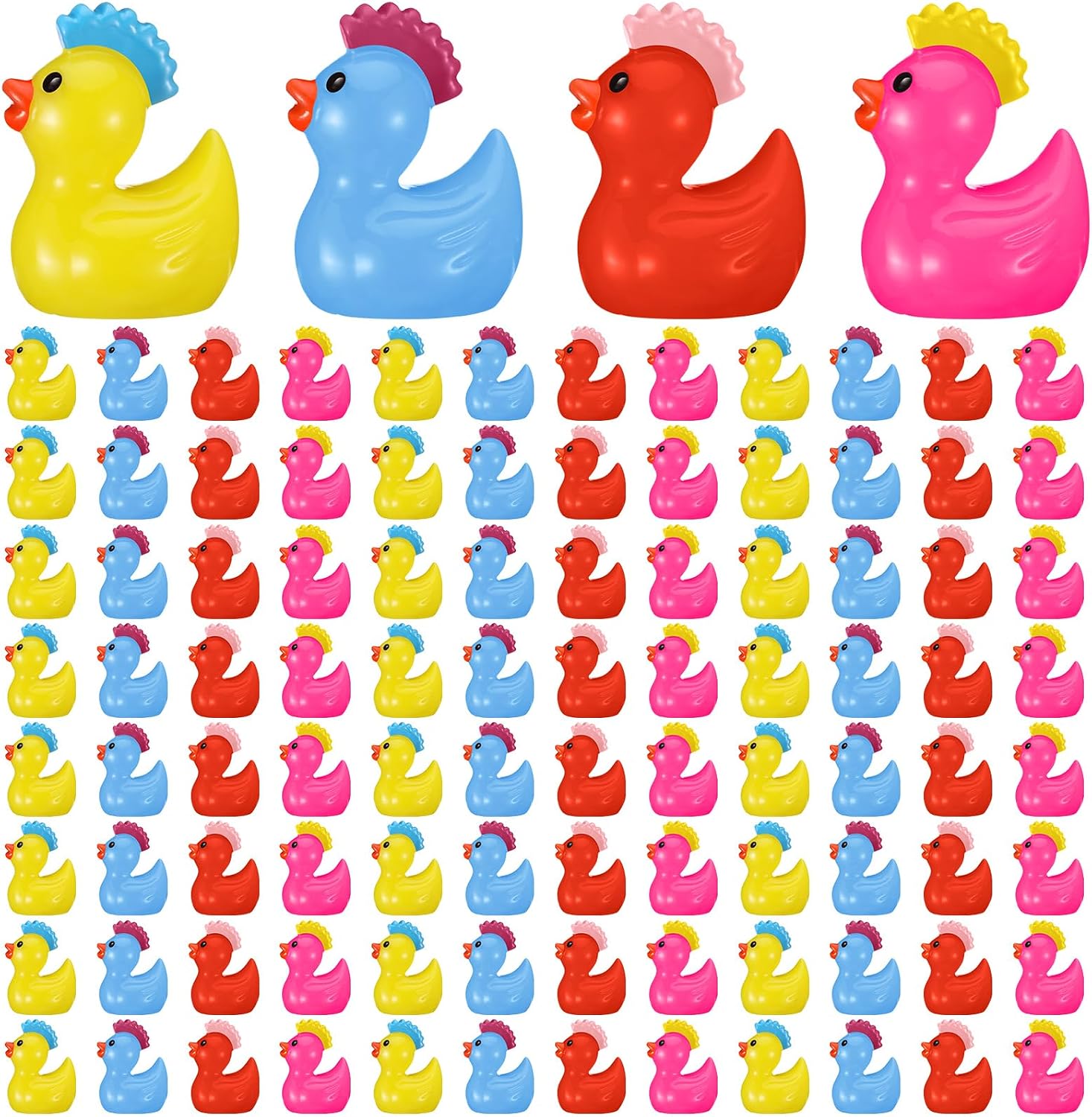 Suzile 100 Pcs Mini Punk Resin Ducks Little Rock Figures Bulk