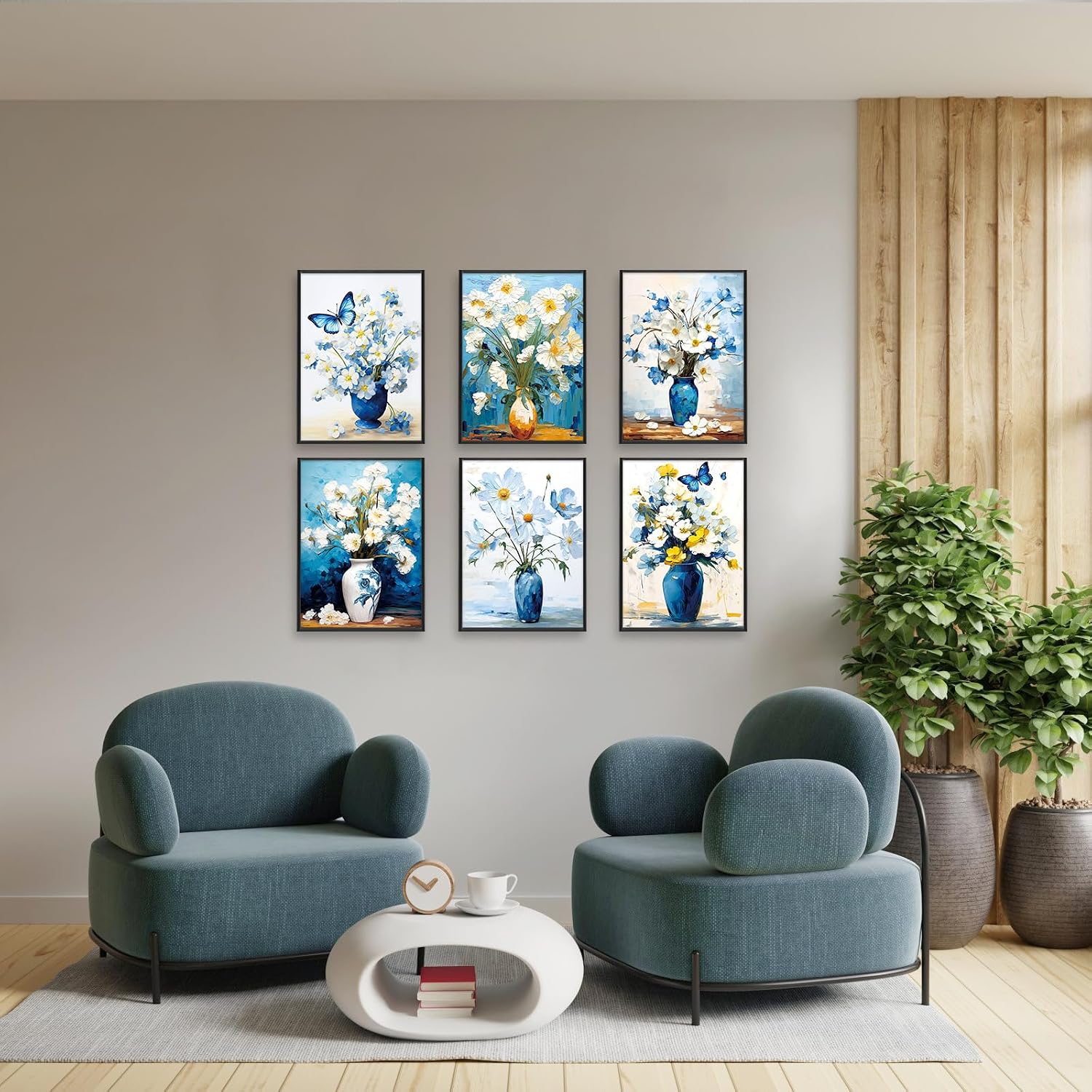LIIGEMI Flower Wall Art Print -Daisy Oil Painting Decor-Blue White Floral Posters for Room Aesthetic, Vintage Dorm Gallery Wall Decor for College Girls (8"x11" Unframed) image 2