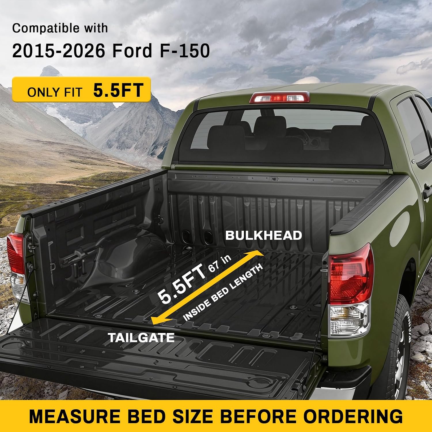 TNMT Soft Roll Up Truck Bed Tonneau Cover Compatible with 2015-2026 Ford F150 F-150 5.5Ft Bed(67 in), Vinyl Weather Resistant Truck Bed Cover Full Bed Access