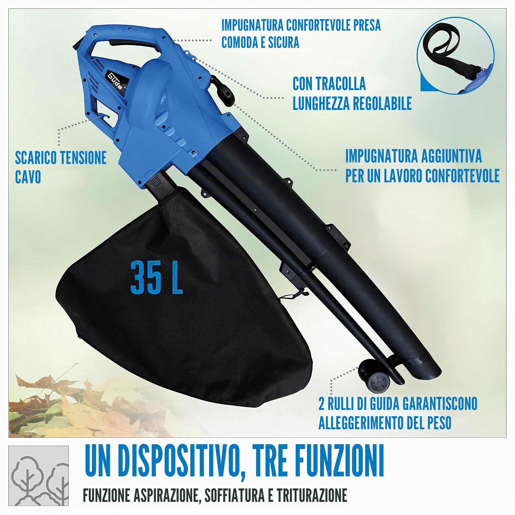 Güde - Aspirafoglie GLS 3000 Vario, 1 pezzo, 94381