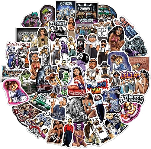 Homies - 100 calcomanías de vinilo estético genial, graffiti chicano, hip hop, frasco de agua, botella de agua, auto, motocicleta, patineta,