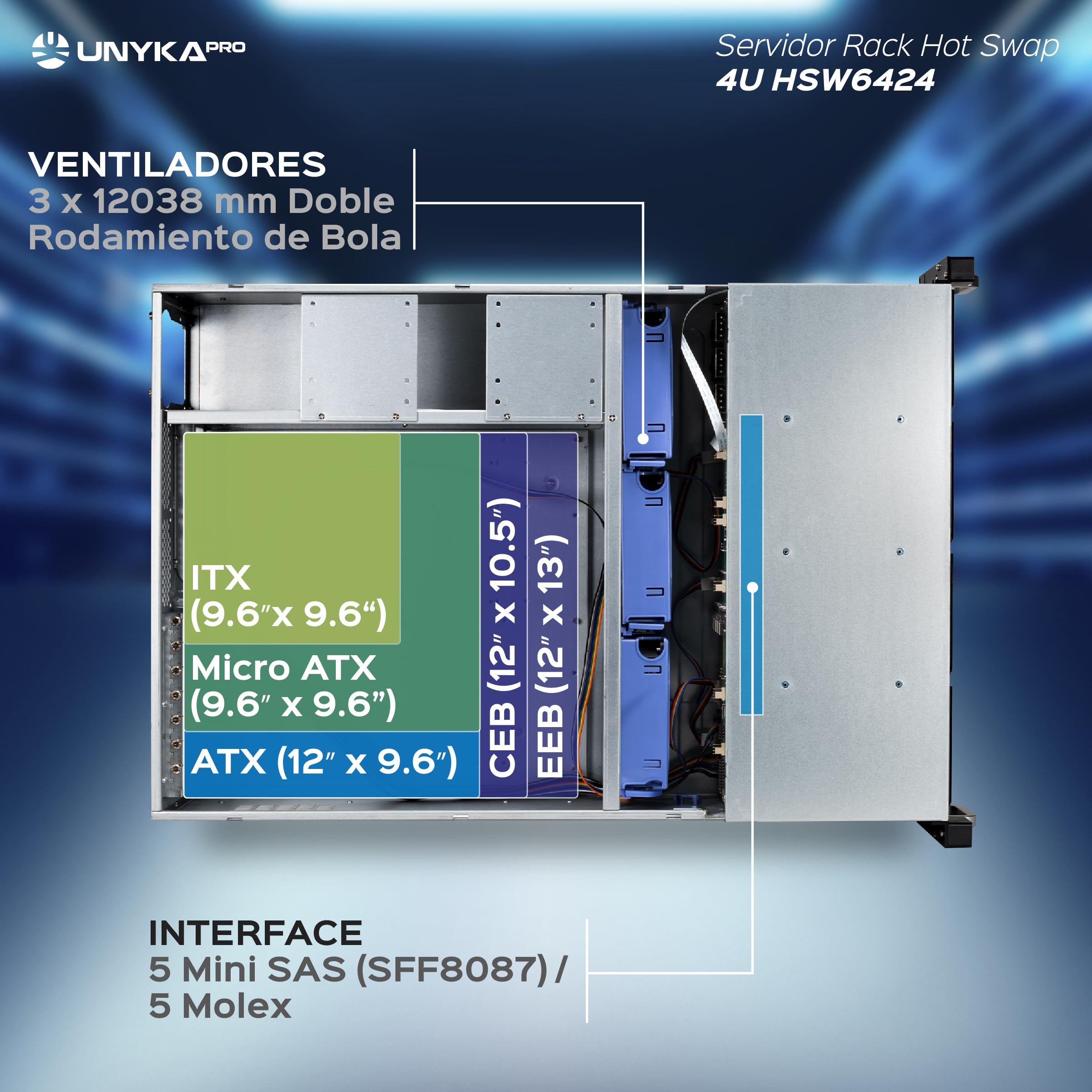 UNYKAch Chassis Server Rack Hot Swap 4U / 24 alloggiamenti