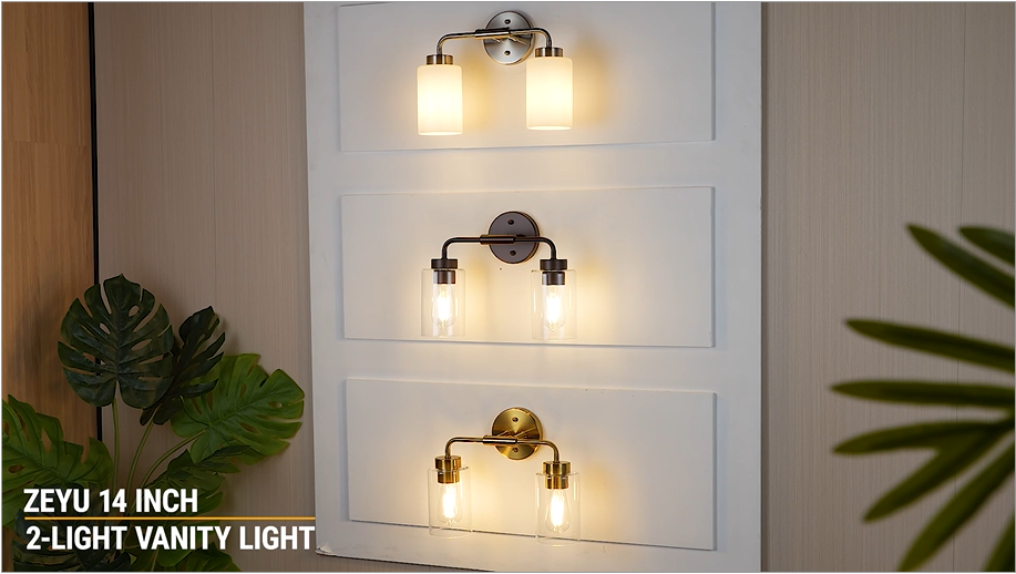 zeyu 14.4 Inch Vanity Light Fixture, Vintage Bathroom Lamp, Gold