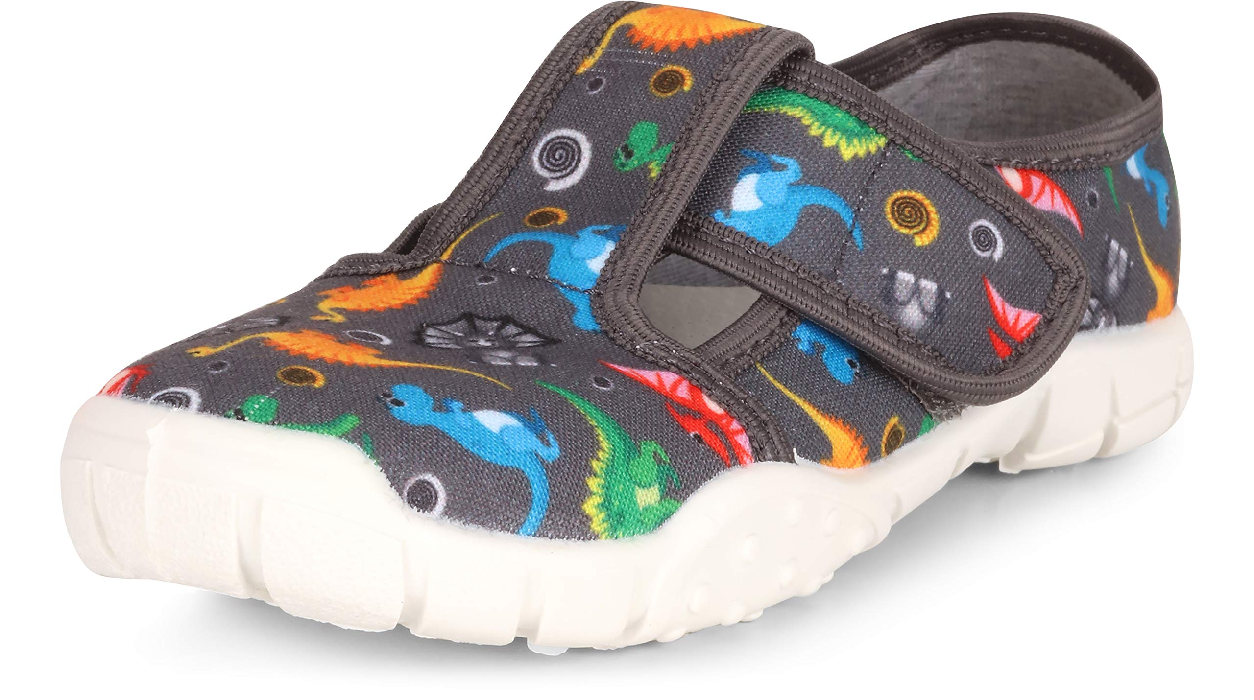 Ladeheid Hausschuhe Kinder Junge, Kinderhausschuhe mit Klettverschluss, Bequeme und Stabile Kindergarten Hausschuhe, Ideal auch für Schule, Spazierengehen und Zuhause LARW005