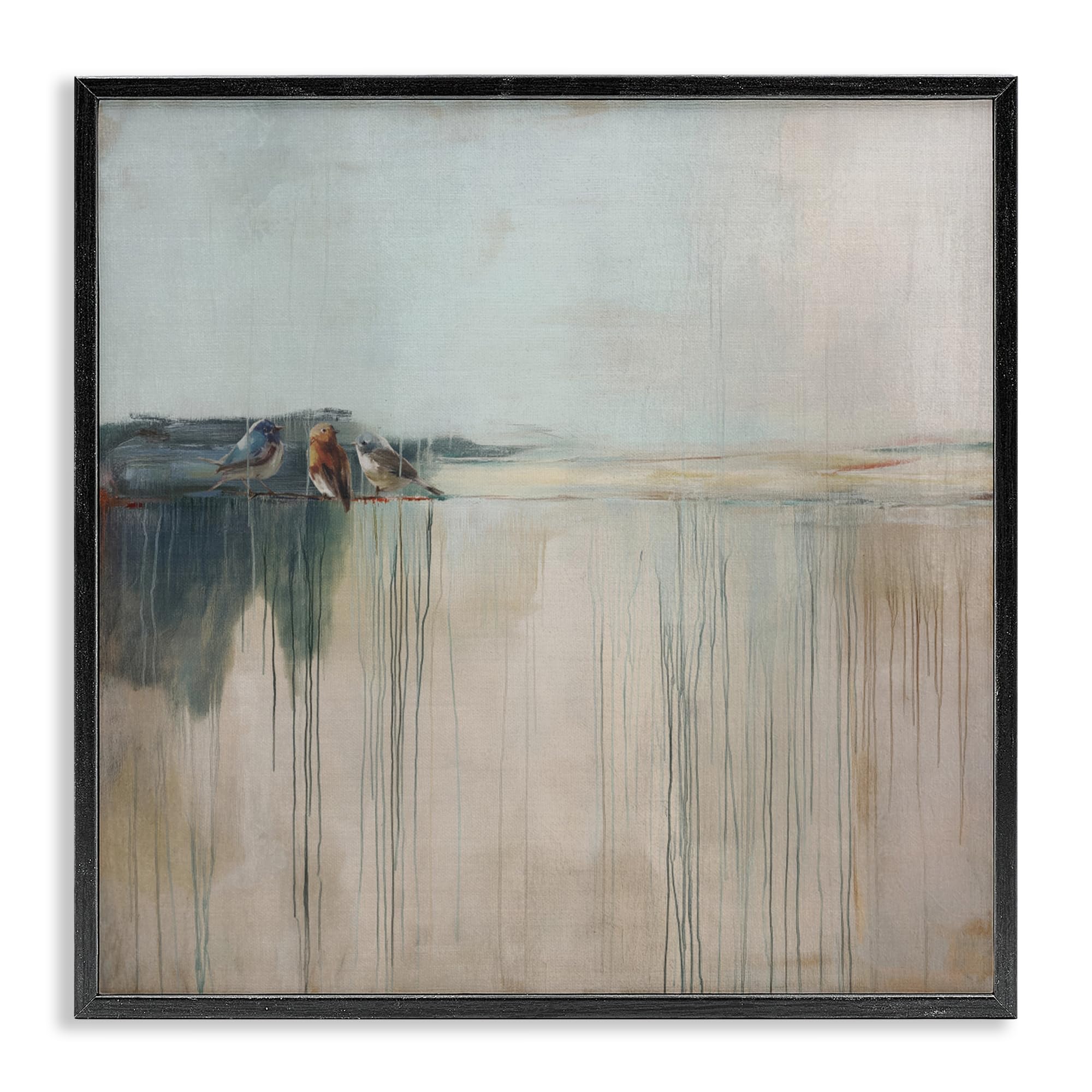 Stupell Industries 'Drips And Feathers Abstract', Framed Giclee Art, Black, 24 x 24 Inches, Easy to Hang and Sturdy, Made in USA, by Svetlana Aleynikova