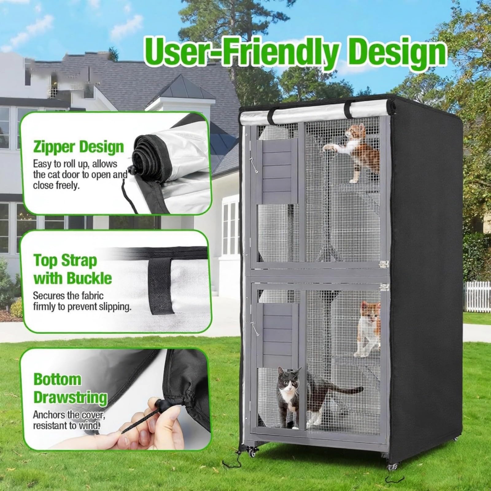 Housse de protection pour cage à chats en tissu Oxford haute densité pour une durabilité durable et une résistance à l'eau