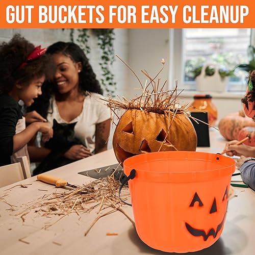 Miniatura 4 de Cubo de calabaza de Halloween y cubierta de mesa con temática de Halloween para una fácil limpieza, cubo de calabaza de plástico para recoger las
