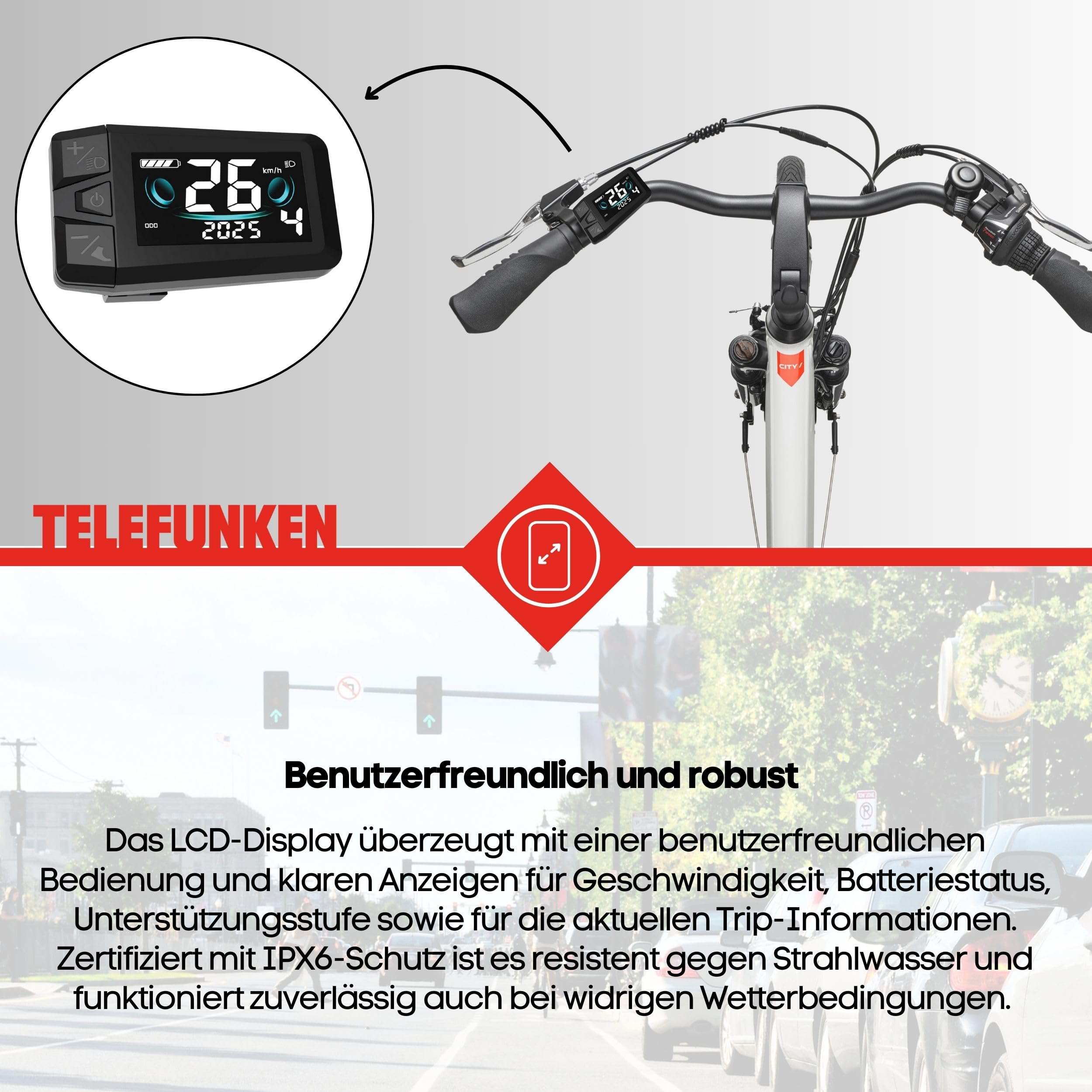 TELEFUNKEN E-Bike Damen 28 Zoll | Elektrofahrrad Frontmotor | 7-Gang Shimano Kettenschaltung | V-Bremsen - Pedelec Citybike | RC826 Multitalent | inkl. Panzerkabelschloss