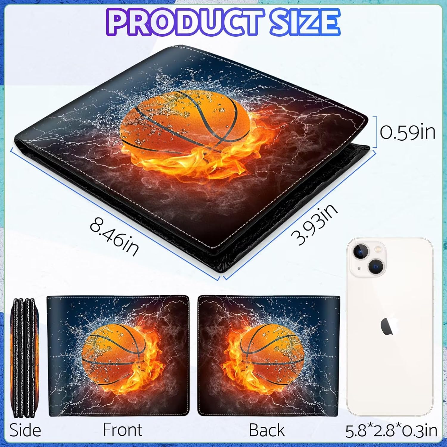 Boys Wallet for Teens, Cool Kids Wallet for Boys Ages 8-10 9-12 11-15, Funny Basketball Leather Bifold Rfid Blocking, Coin Pocket Id Window for Teen Men Youth Guys Birthday Christmas Gifts - Image 2