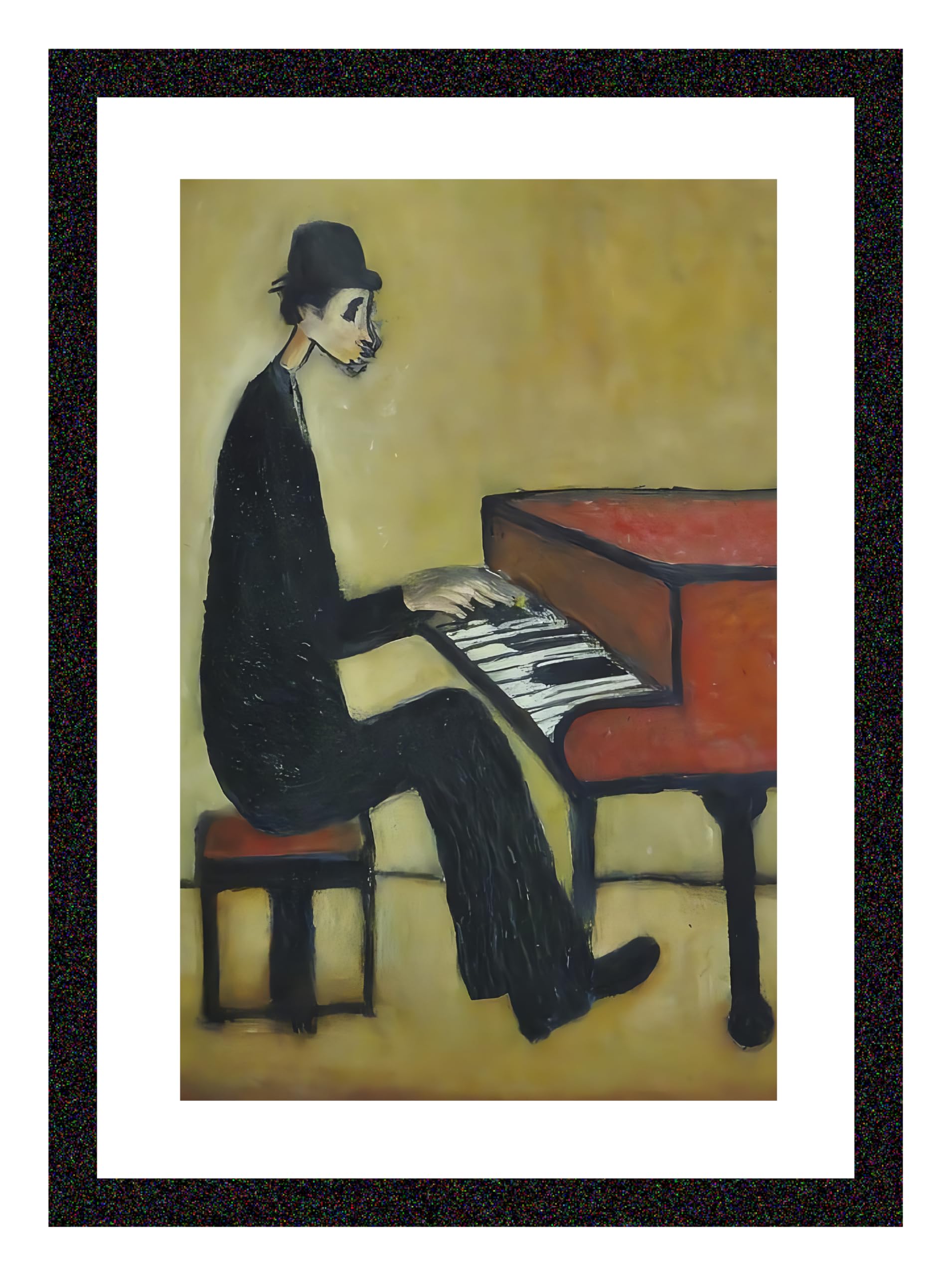 Greetingles Lowry-Style Framed Print. Beautiful Black Ash Frame. Various Designs (Lowry, A4 Piano Man) โ image 1